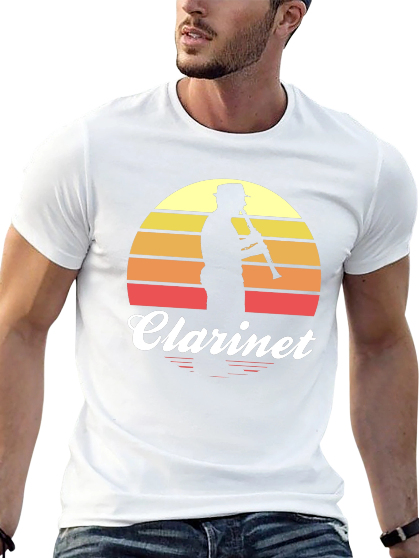 Black Vintage Clarinet Player T-Shirt view 13