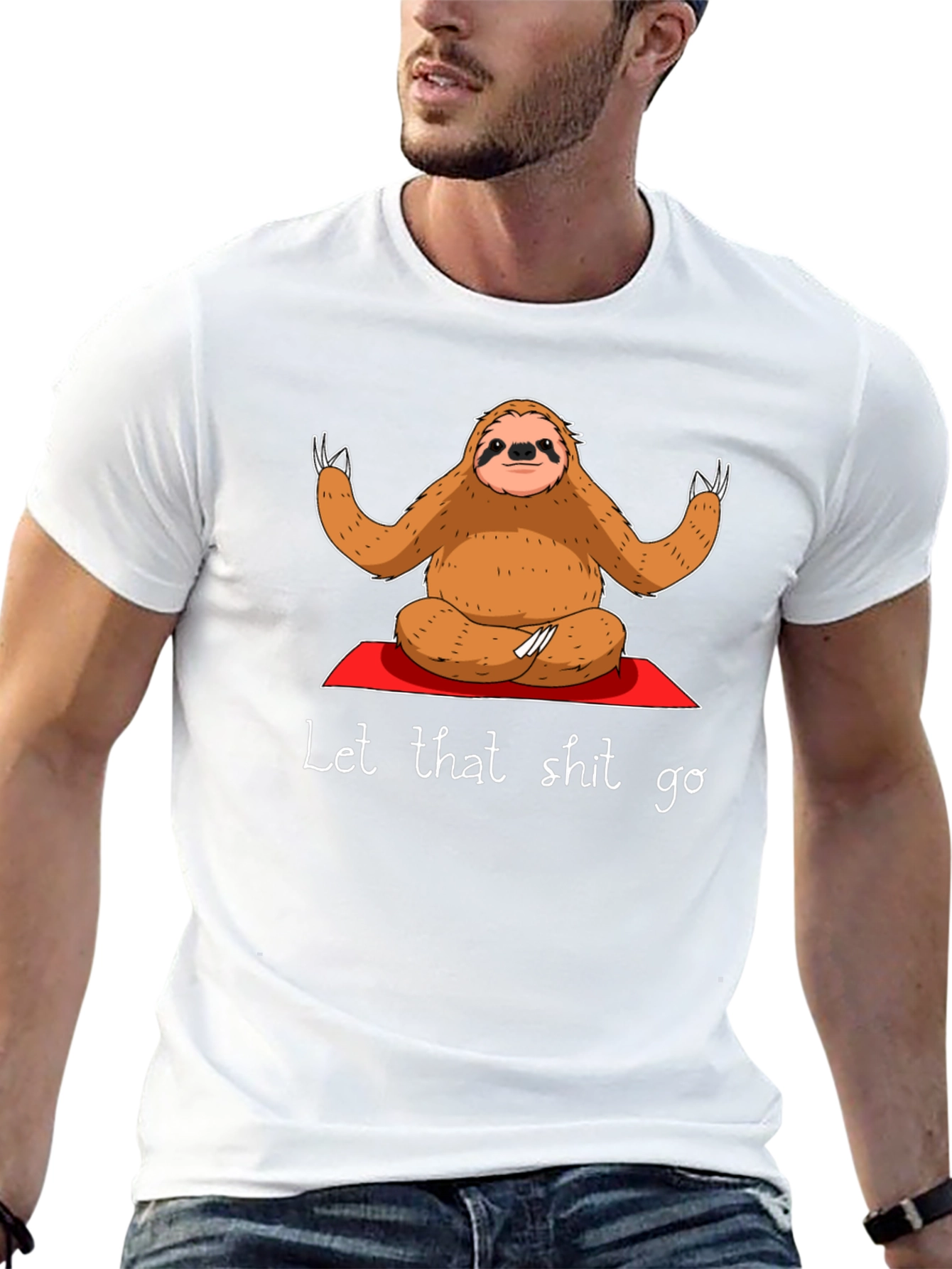 Black Sloth Yoga T-Shirt - Let That Shit Go view 13