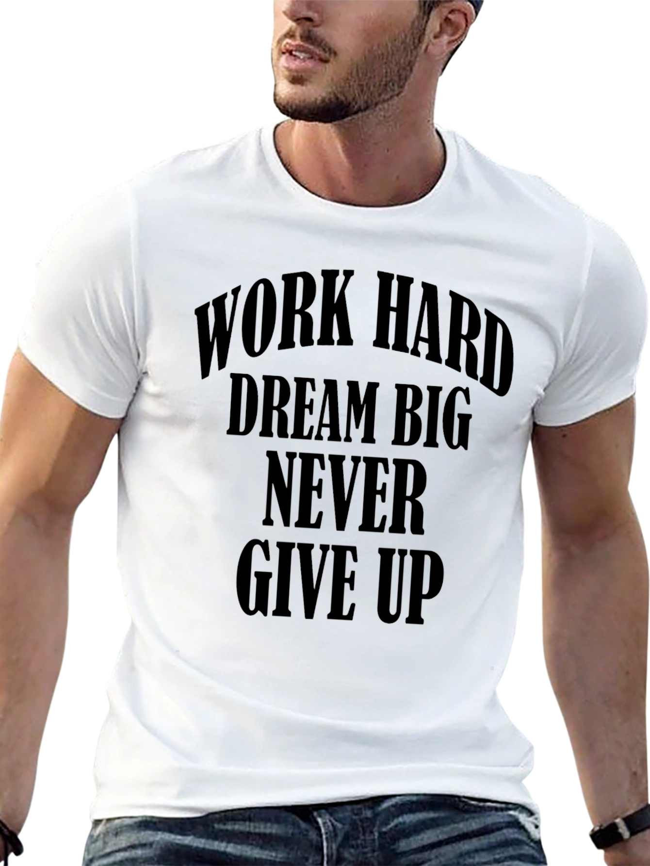 Black Motivational Black Graphic Tee - Work Hard, Dream Big view 13