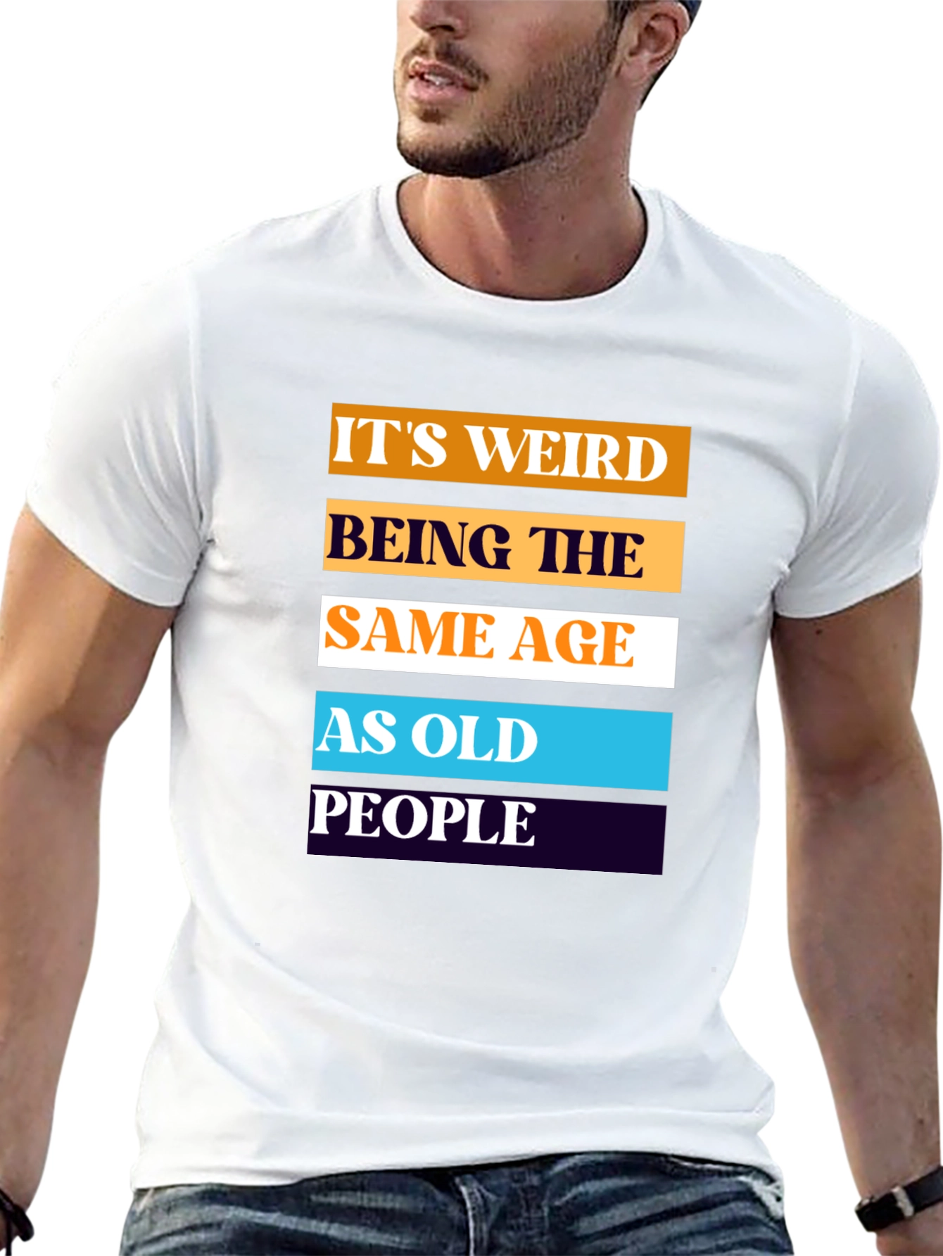Black Funny "Same Age as Old People" Graphic T-Shirt view 13