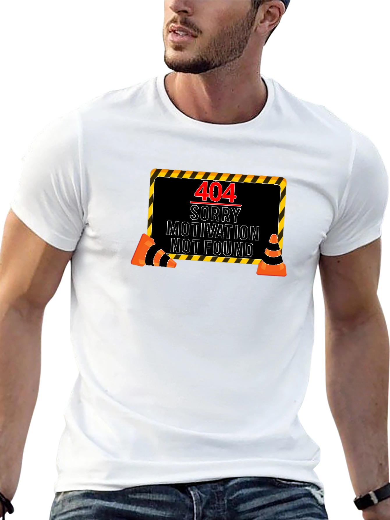 Black 404 Motivation Not Found Black Graphic Tee view 13