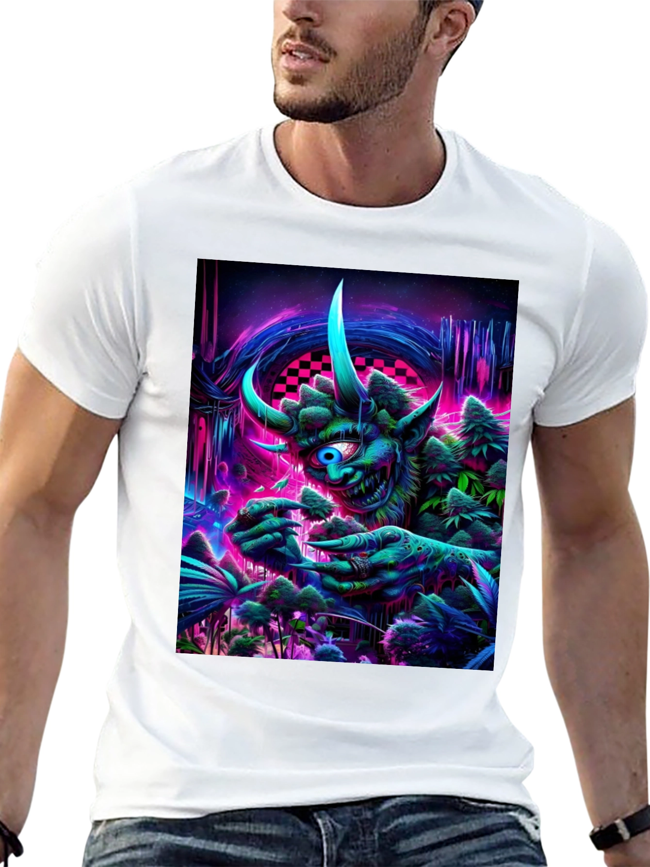 Black Psychedelic Monster Graphic T-Shirt view 13