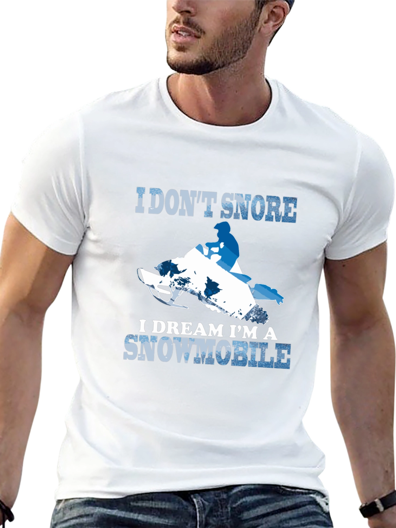 Black I Don't Snore Snowmobile T-Shirt view 13