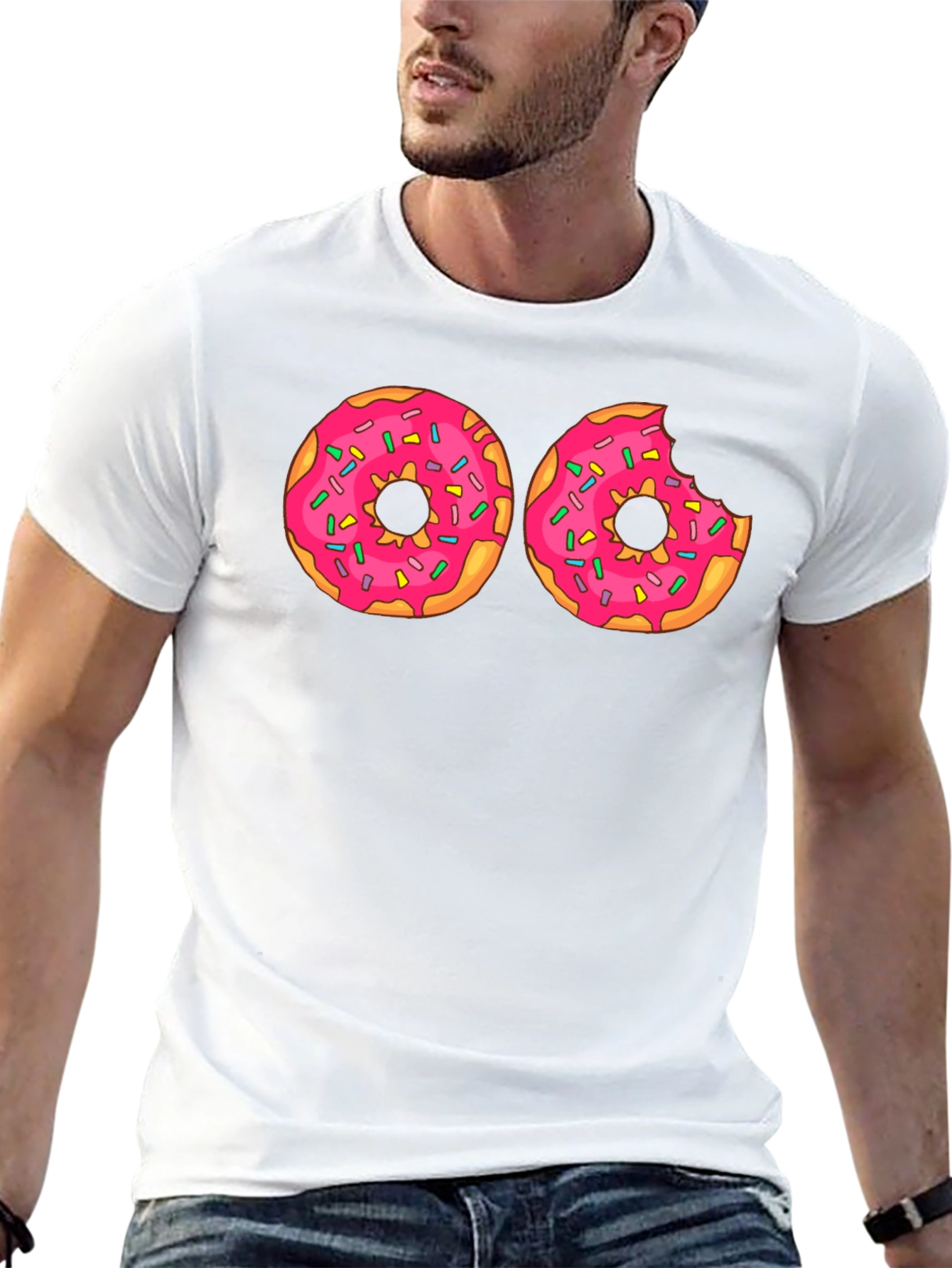 Black Donut Graphic T-Shirt - Pink Frosted Donuts Tee view 13