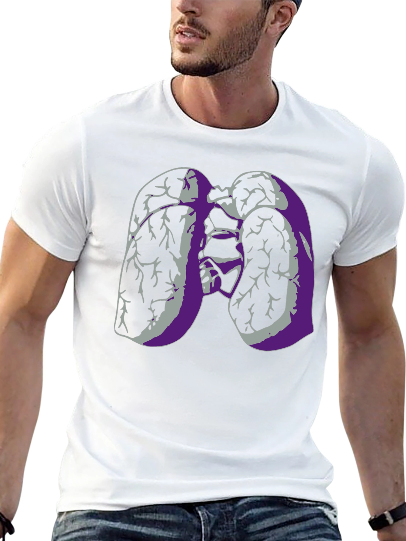 Black Lung Anatomy Graphic Print Black T-Shirt view 13