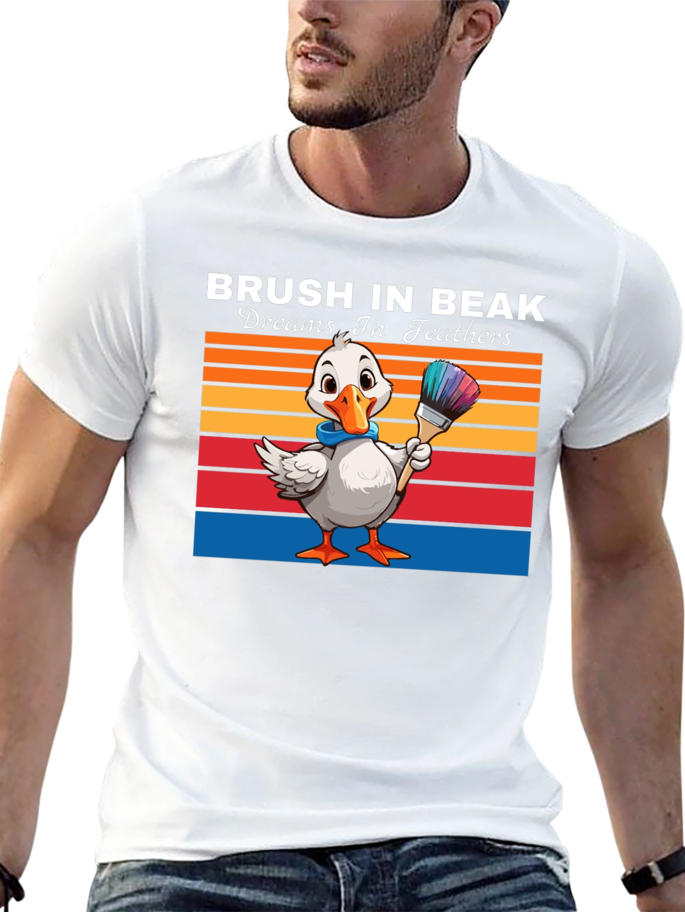 Black Brush in Beak T-shirt view 13