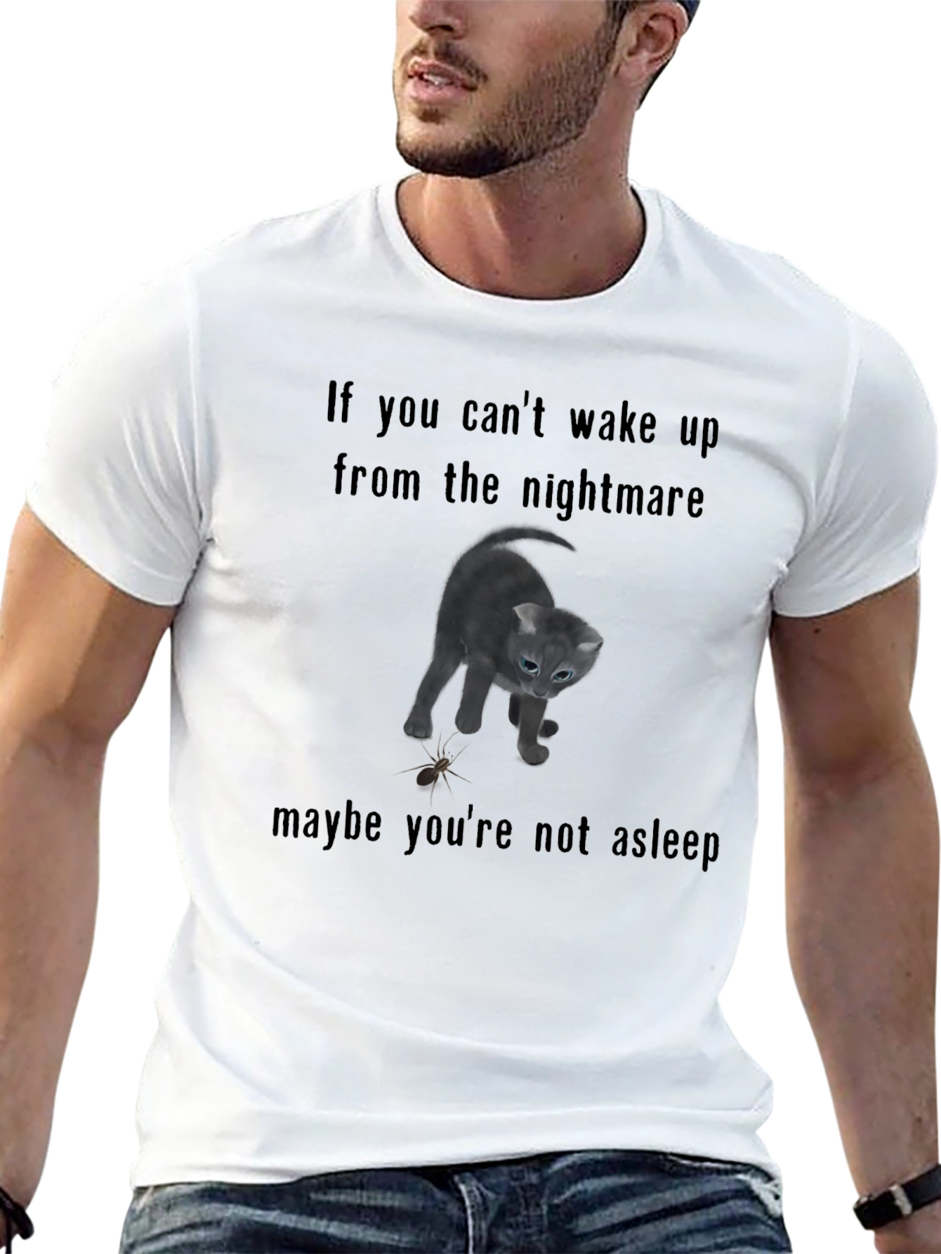 Black Nightmare Kitten Graphic Tee - Soft Black T-Shirt view 13