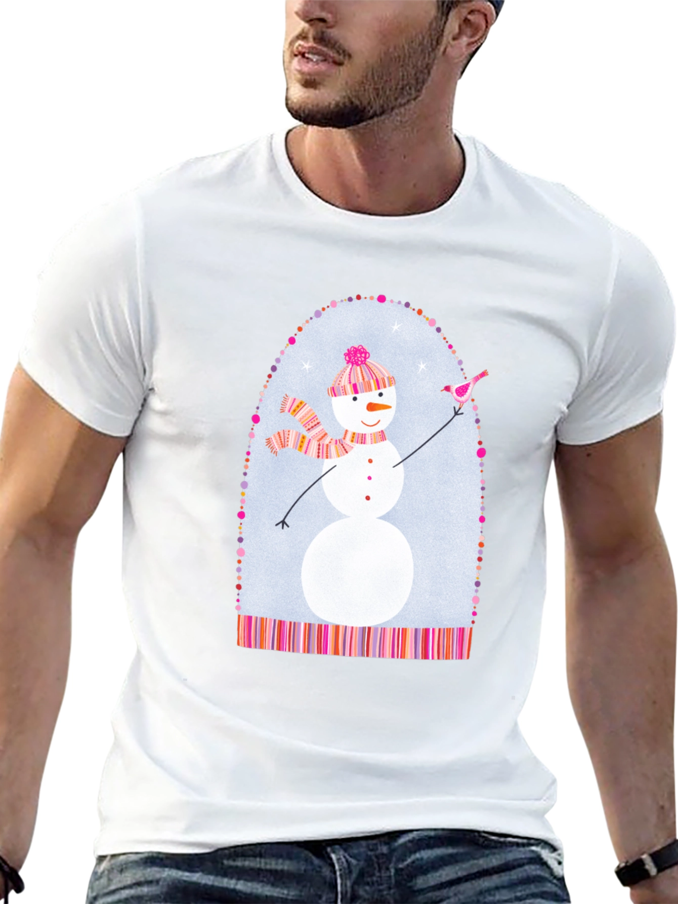 Black Snowman Graphic Tee - Festive Holiday Shirt view 13