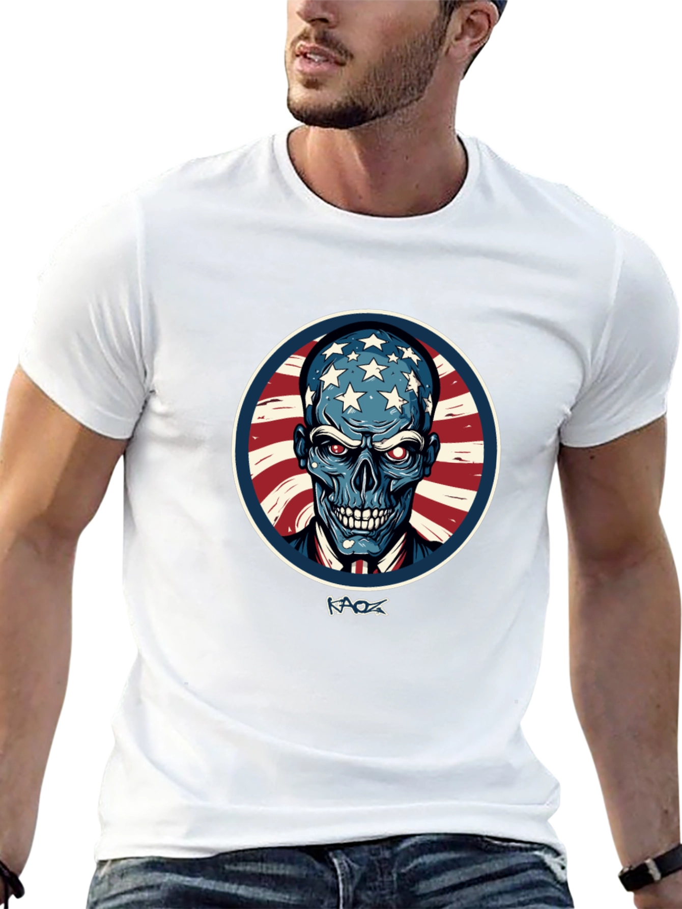 Black American Patriot Skull Graphic T-Shirt view 13