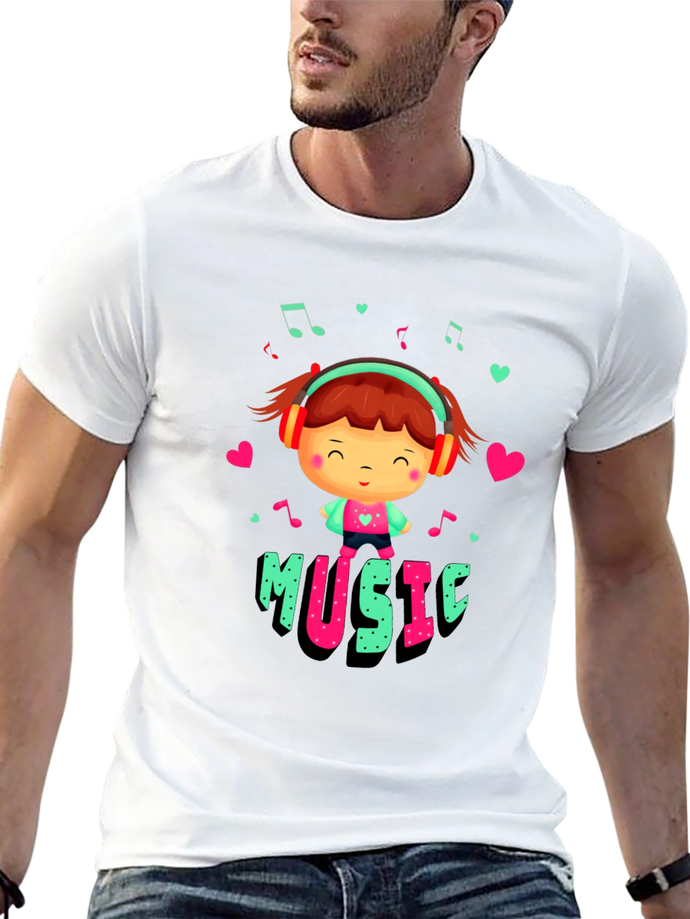 Black Cute Music Lover Graphic T-Shirt view 13