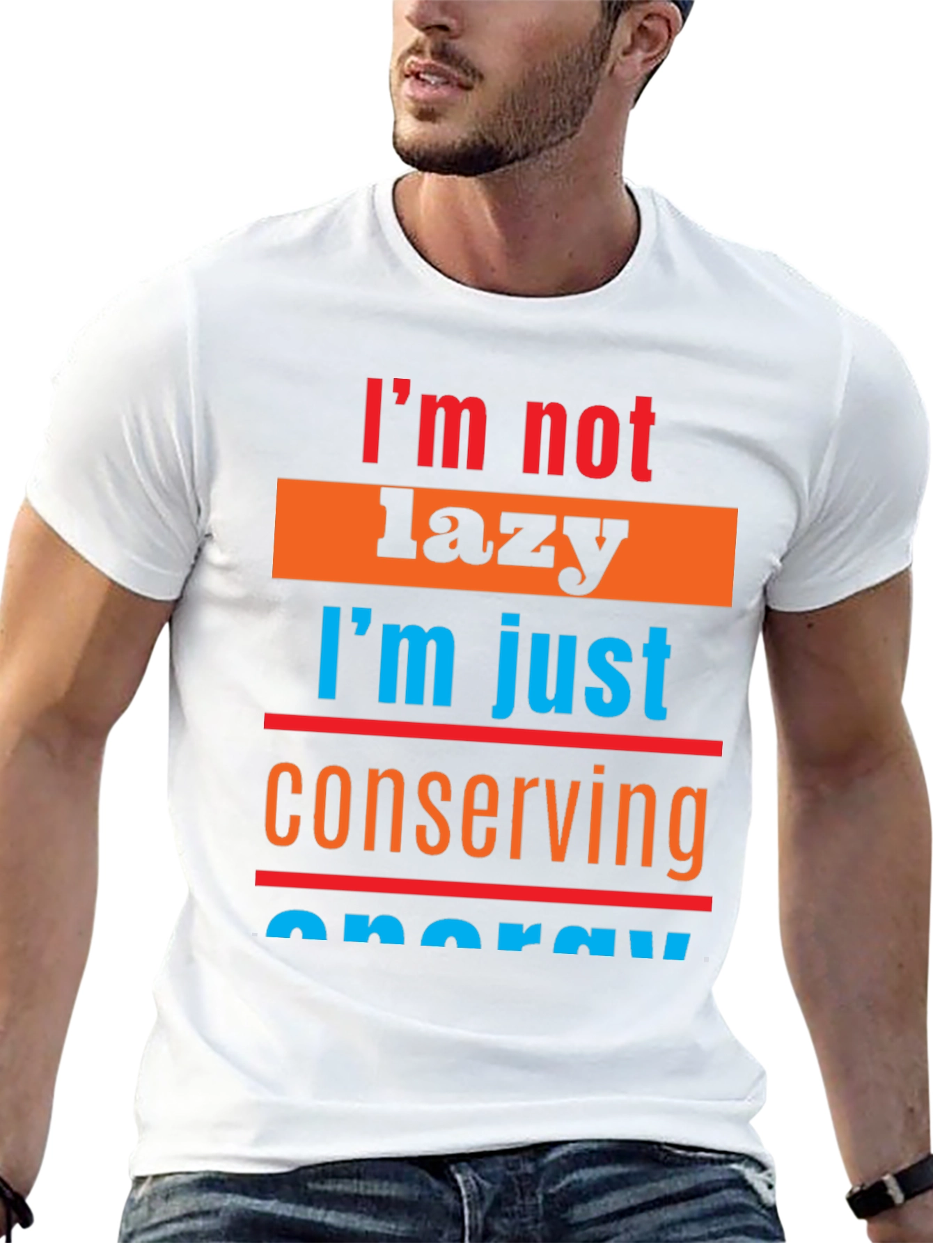 Black Lazy Conserving Energy Graphic Tee view 13