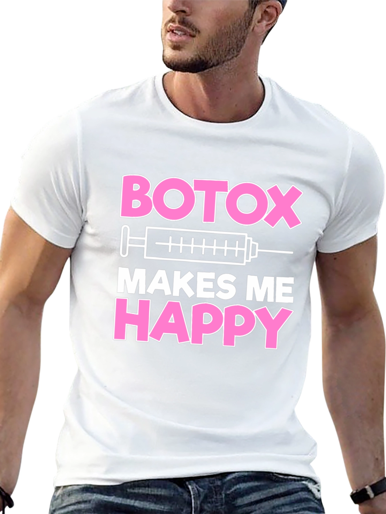Black Botox Makes Me Happy Graphic T-Shirt view 13