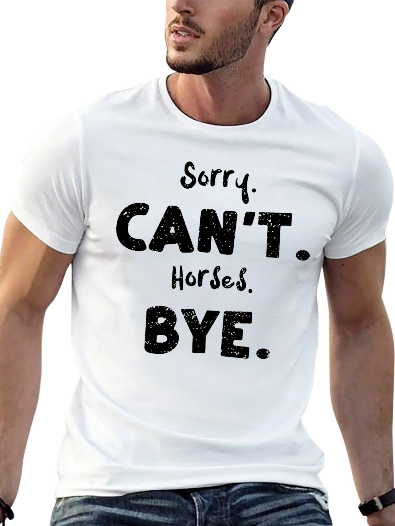 Black Sorry, Can't. Horses. Bye. Black T-Shirt view 13