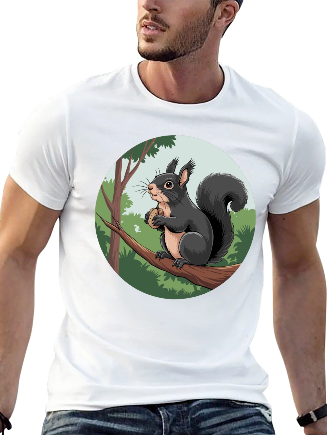 Black Squirrel Graphic Black T-Shirt view 13