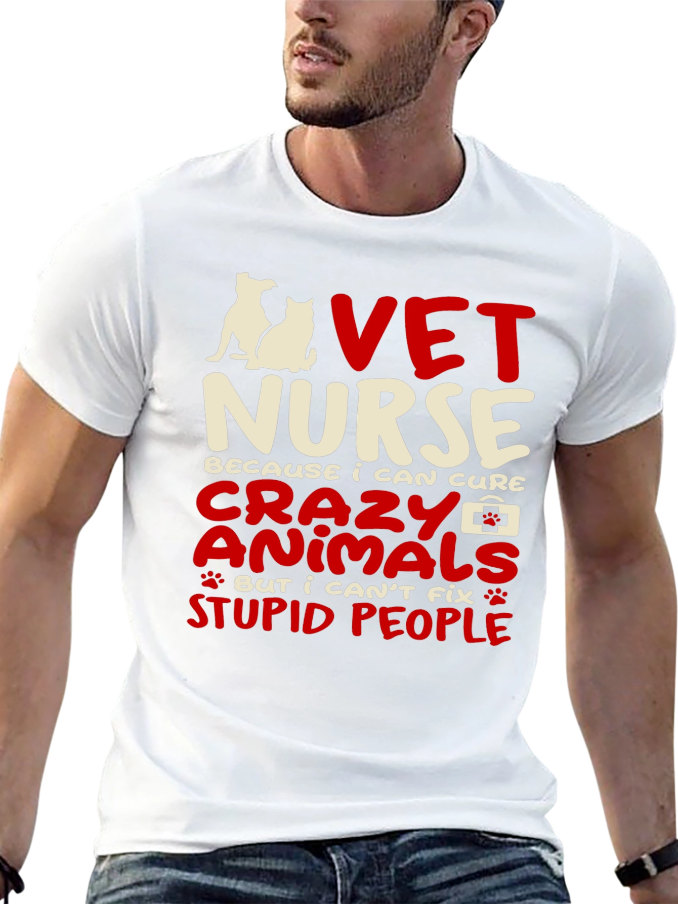 Black Vet Nurse T-Shirt: Cure Animals, Not Stupid People view 13