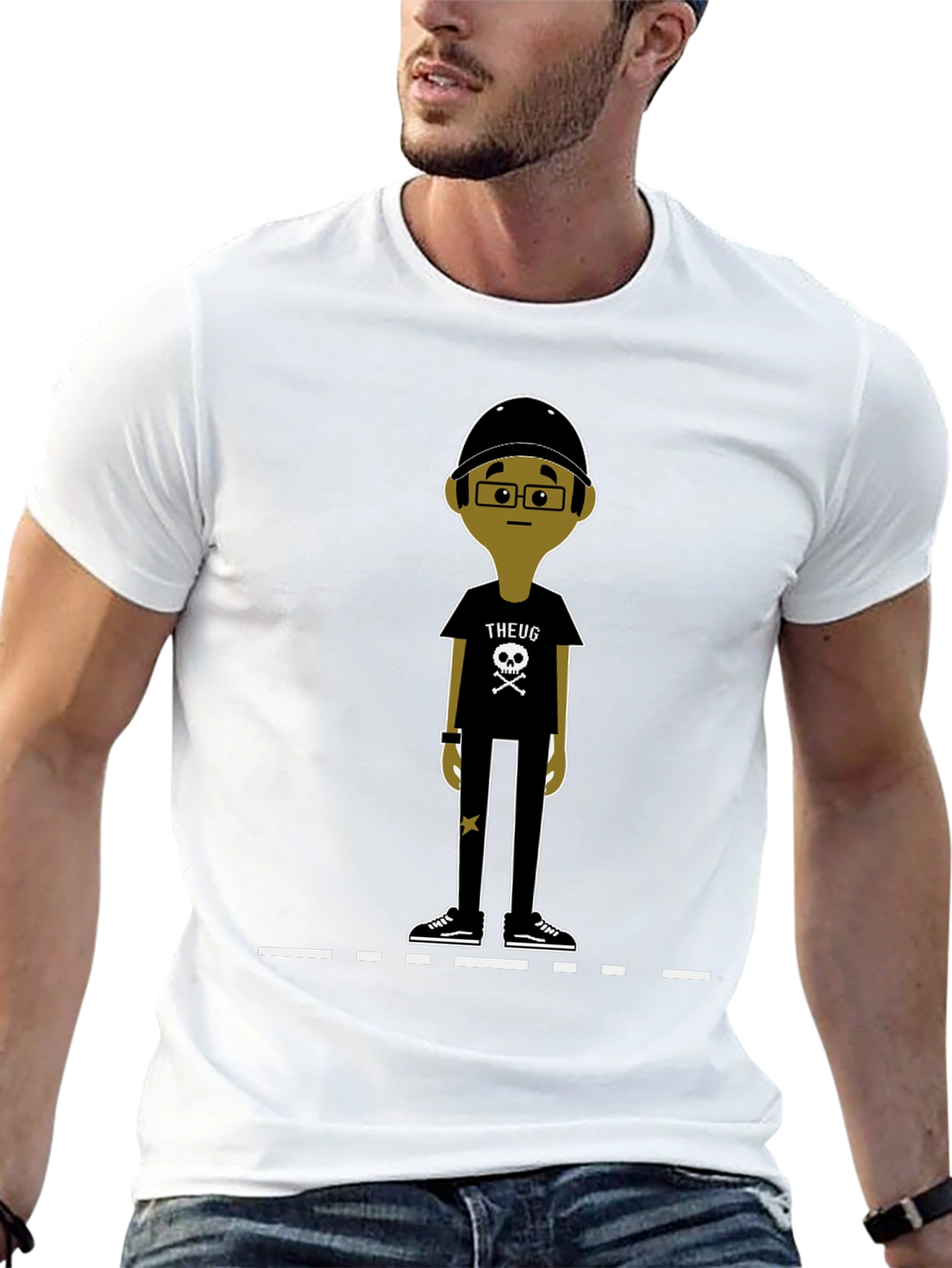Black Unique Cartoon Character Graphic Black T-Shirt view 13