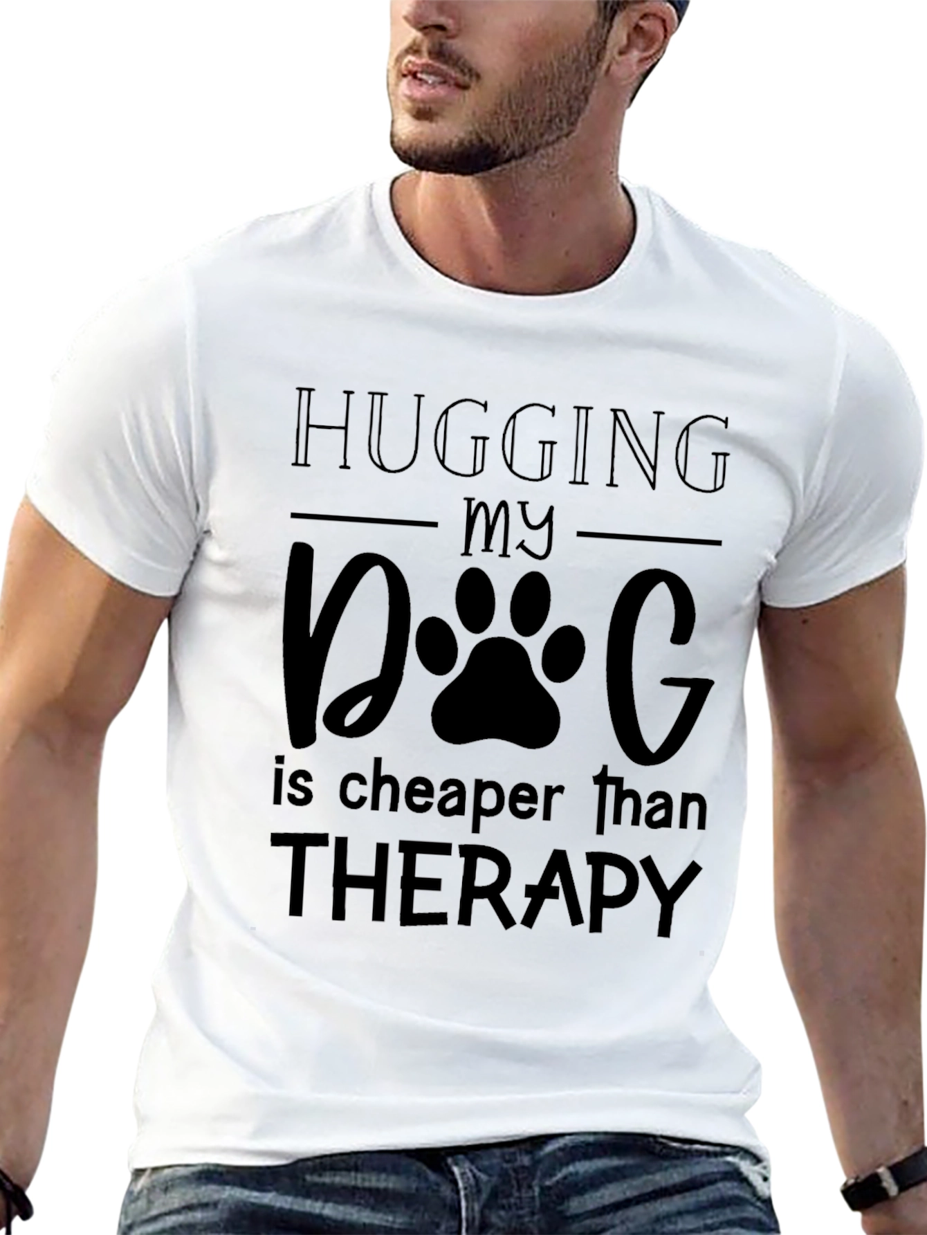 Black Hugging My Dog Therapy Tee view 13