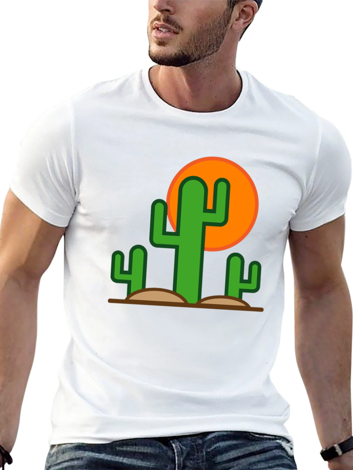 Black Desert Cactus Graphic Tee - Black Cotton T-Shirt view 13