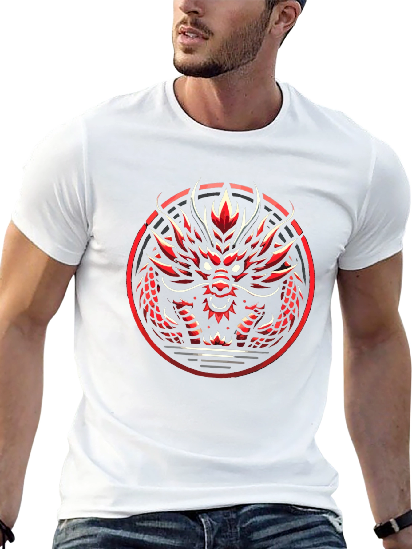Black Red Dragon Graphic Tee - Bold Asian Design view 13