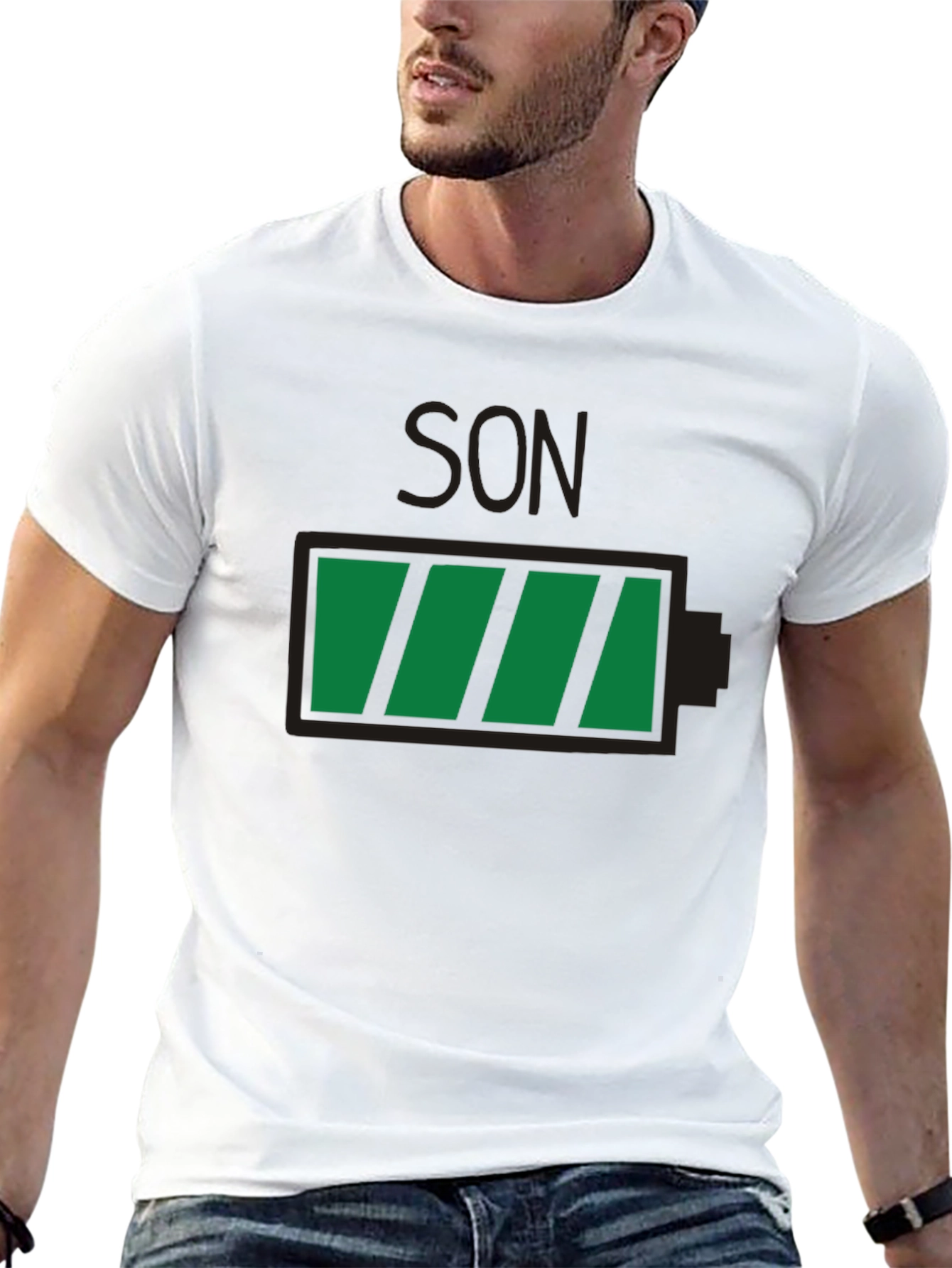 Black Full Battery Son T-Shirt - Black Graphic Tee view 13