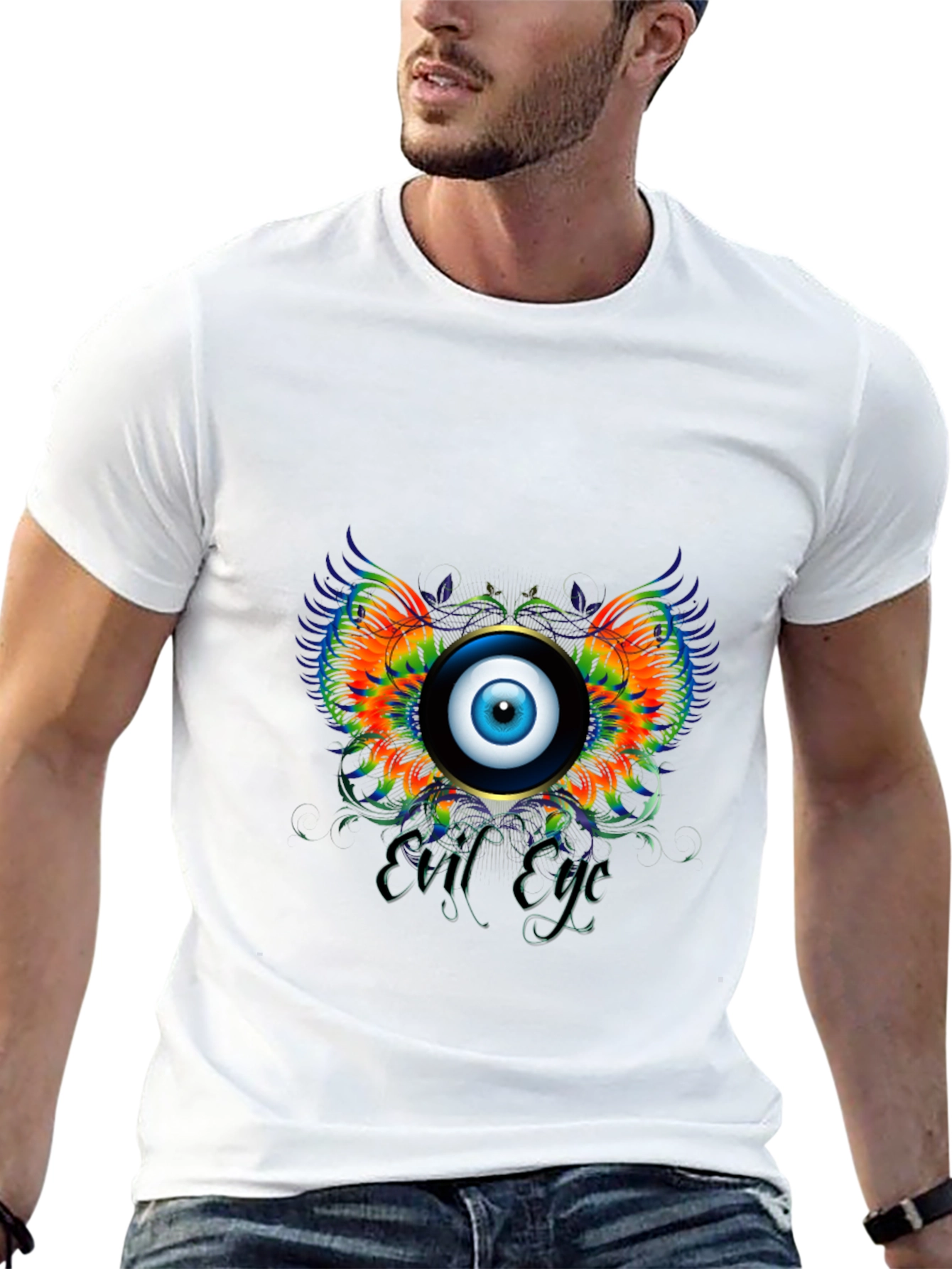 Black Evil Eye Graphic Print Black T-Shirt view 13