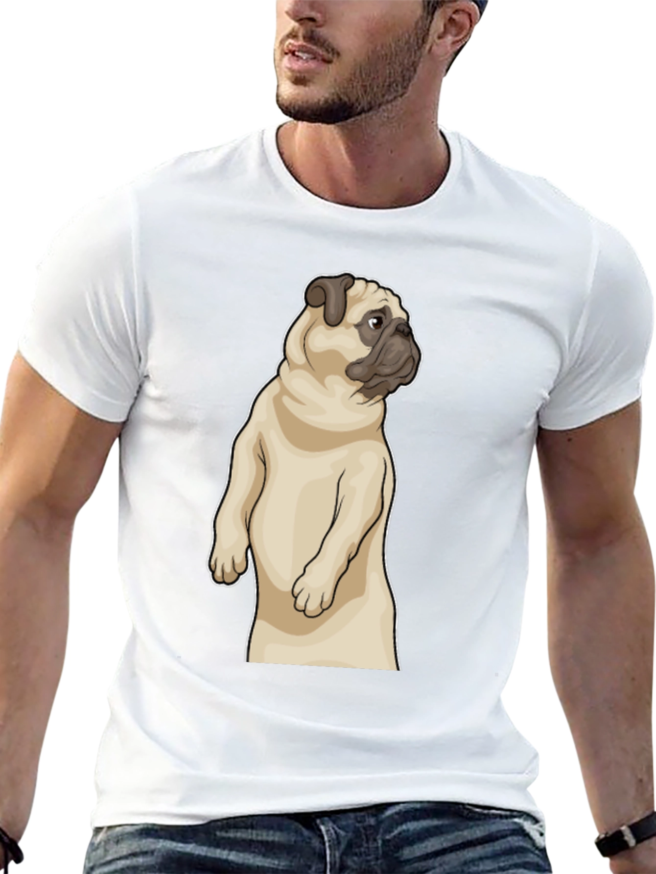 Black Pug Graphic Tee - Men's Black Short Sleeve Shirt view 13