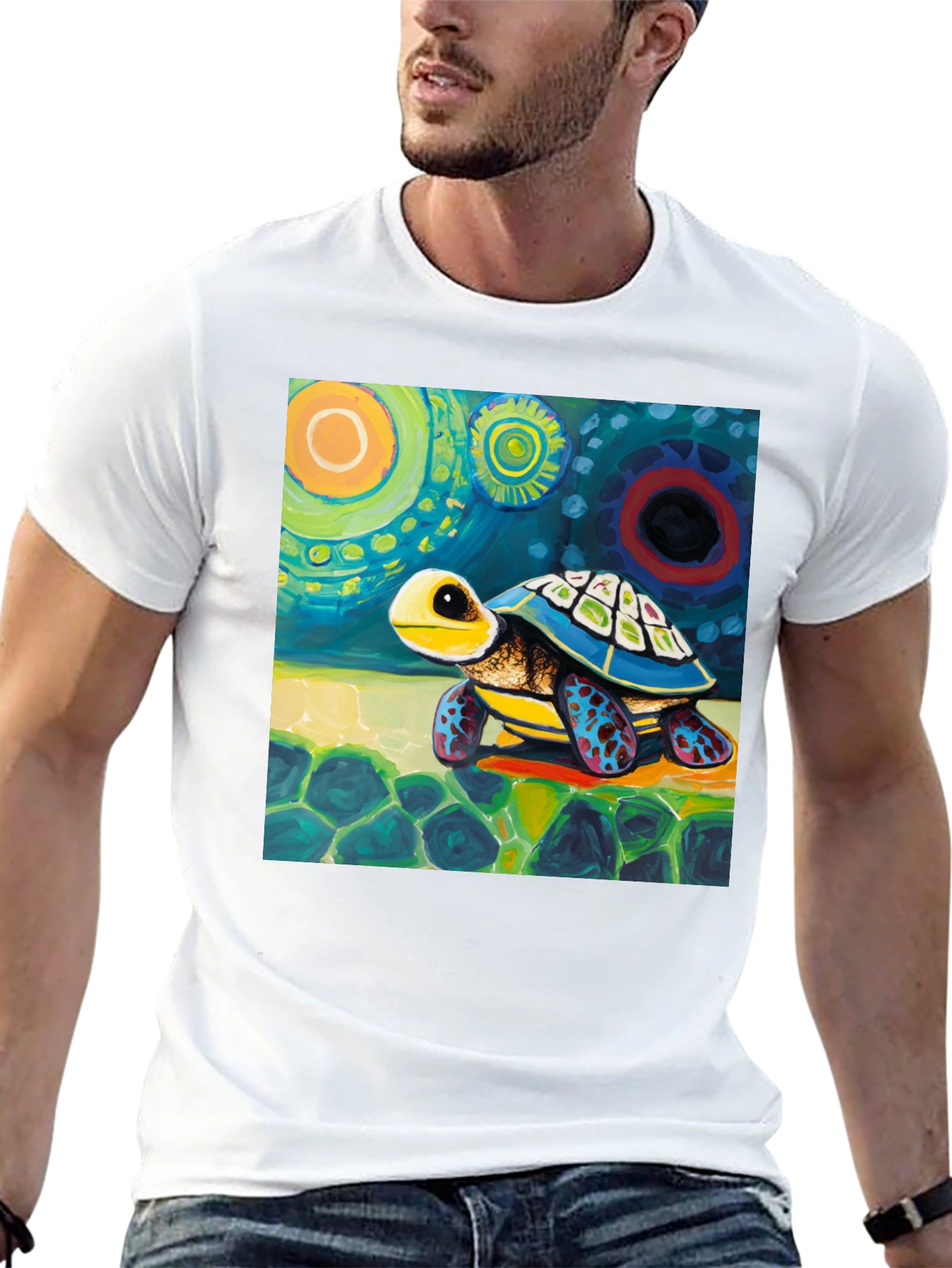 Black Artistic Turtle Graphic Tee - Unique Design view 13