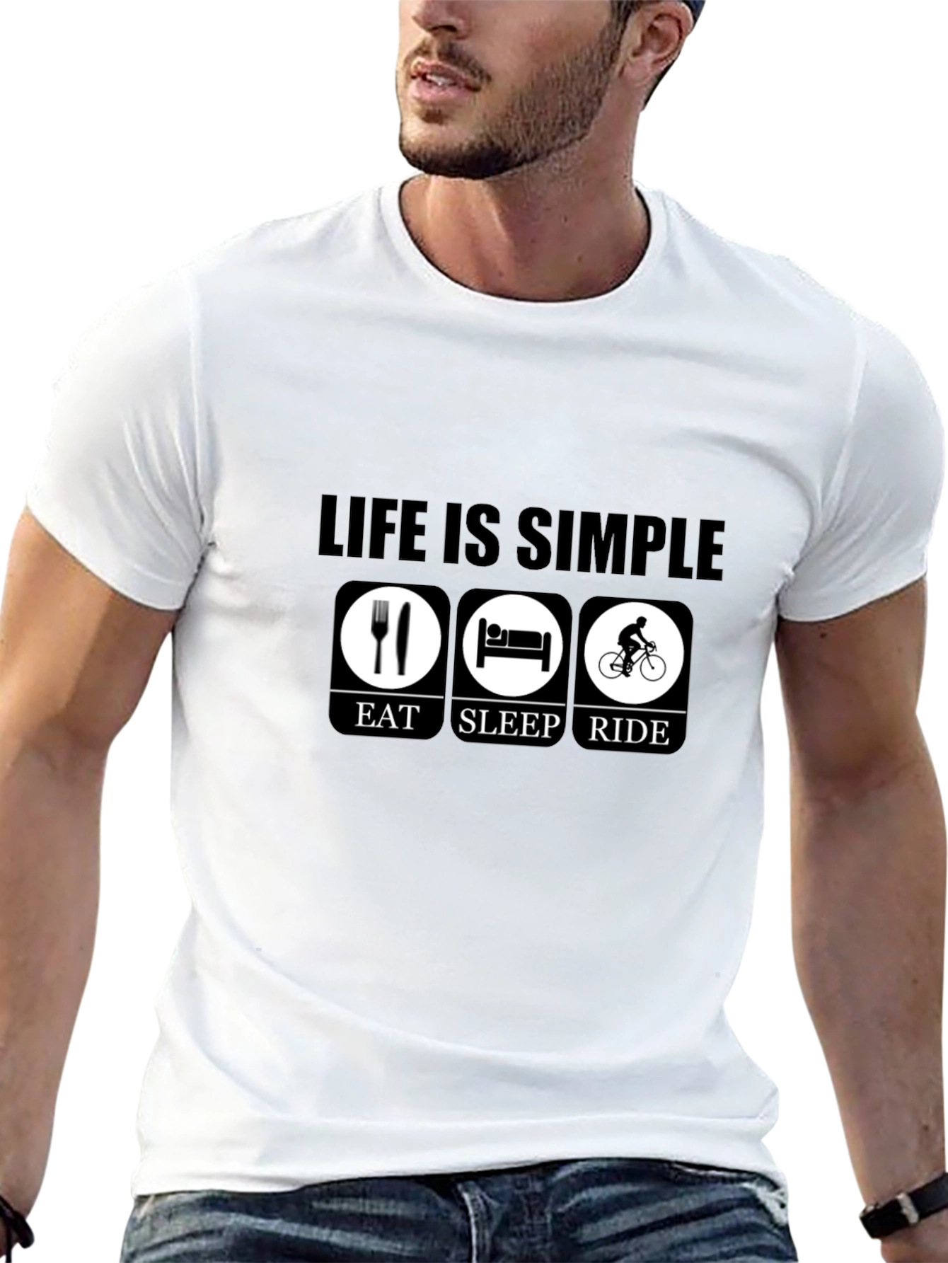 Black Eat Sleep Ride T-Shirt - Simple Life view 13