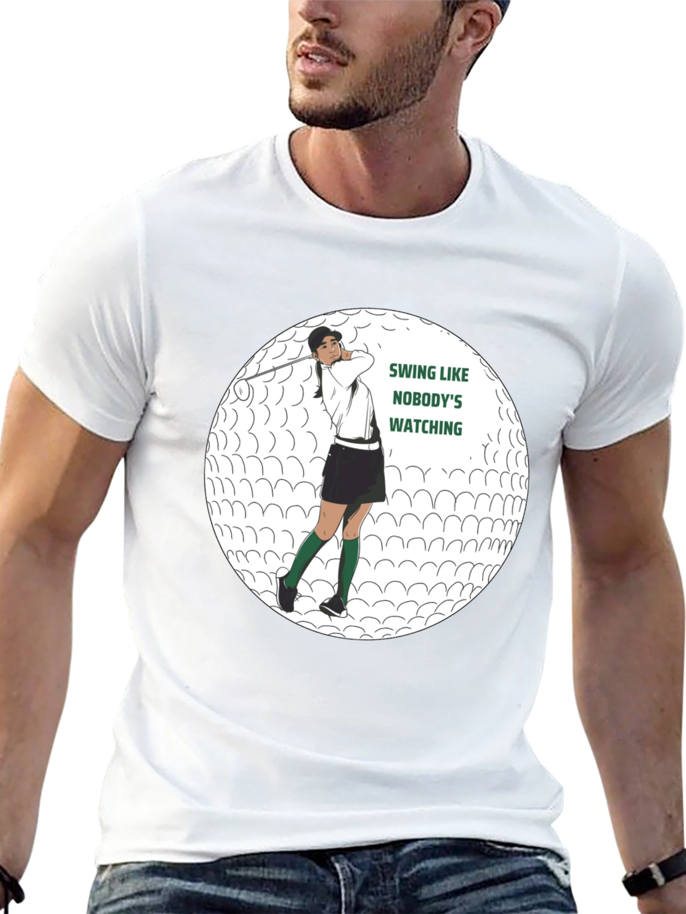 Black Golf Swing Graphic Tee - Funny Golfer Shirt view 13