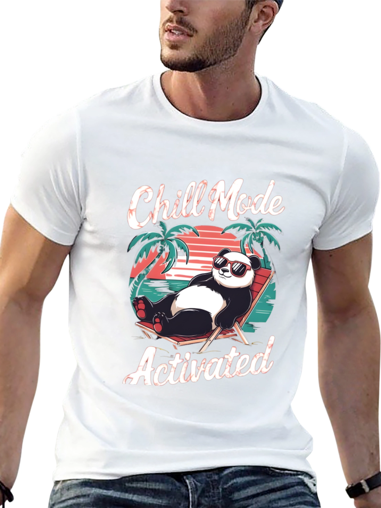 Black Chill Mode Panda T-Shirt: Relaxed Bear Vibes view 13