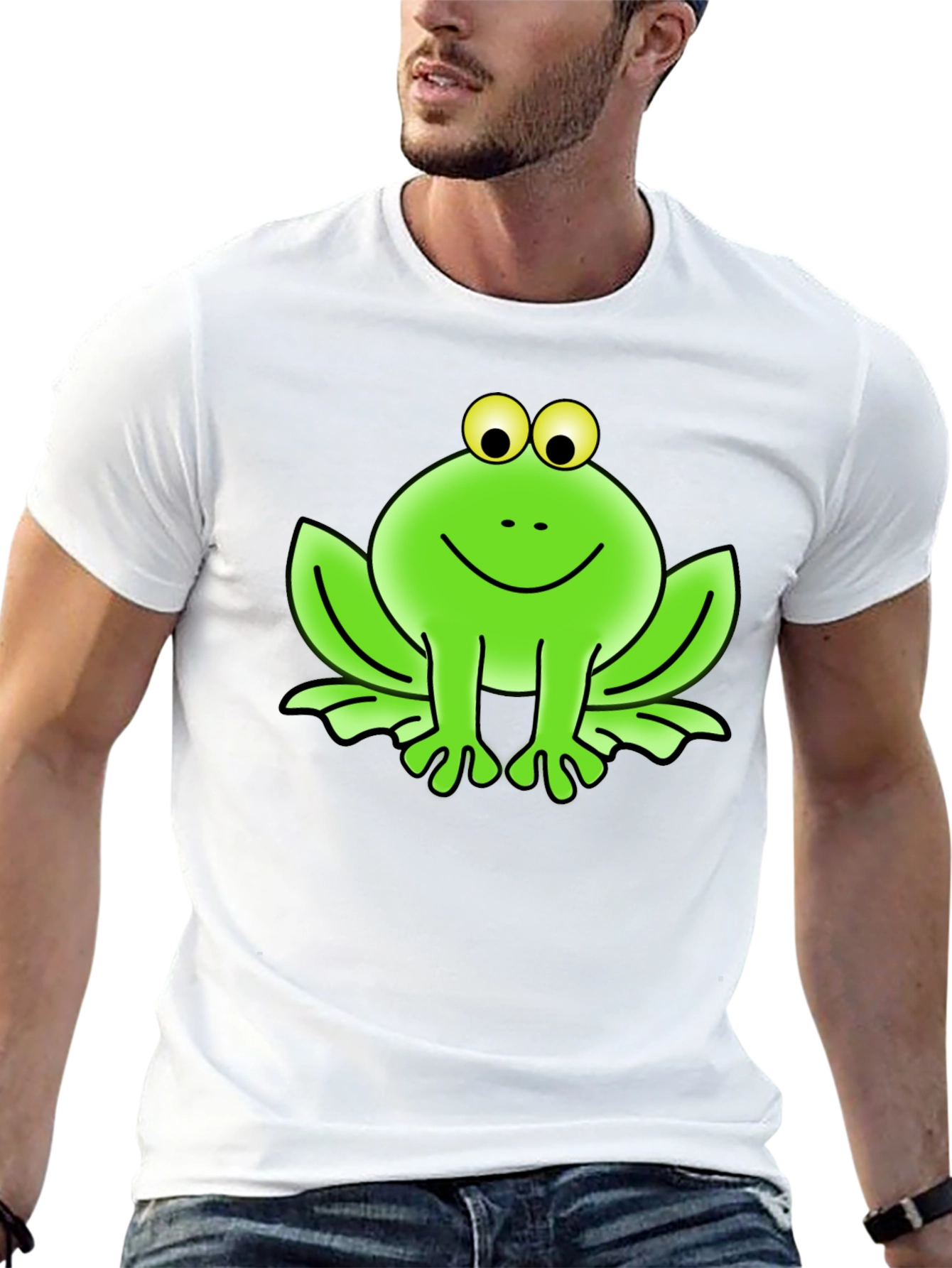 Black Funny Frog Graphic Tee - Black Cotton T-Shirt view 13