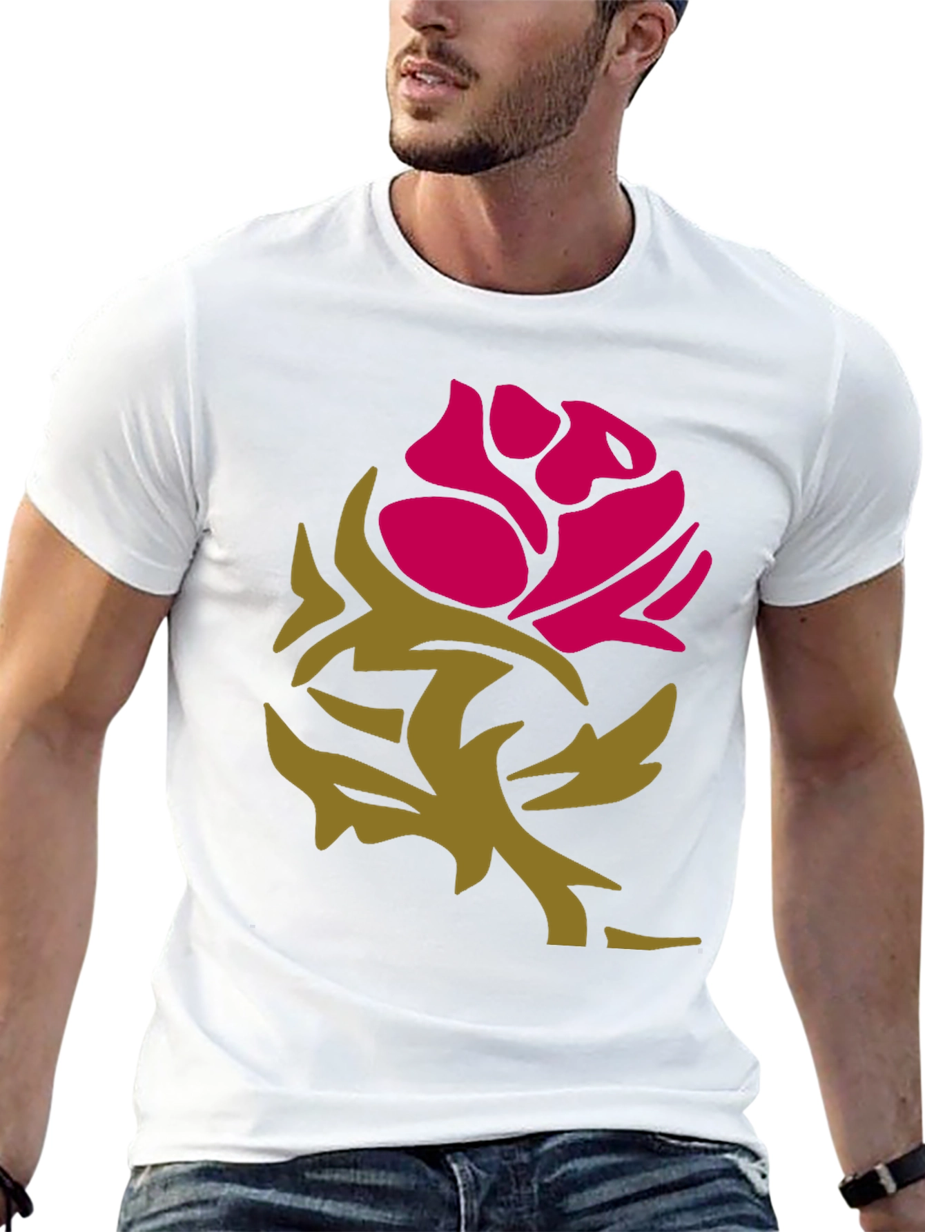 Black Stylish Rose Graphic Black T-Shirt view 13