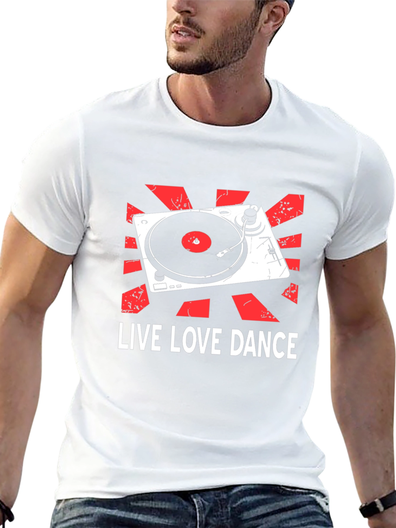 Black Live Love Dance DJ Turntable Graphic T-Shirt view 13