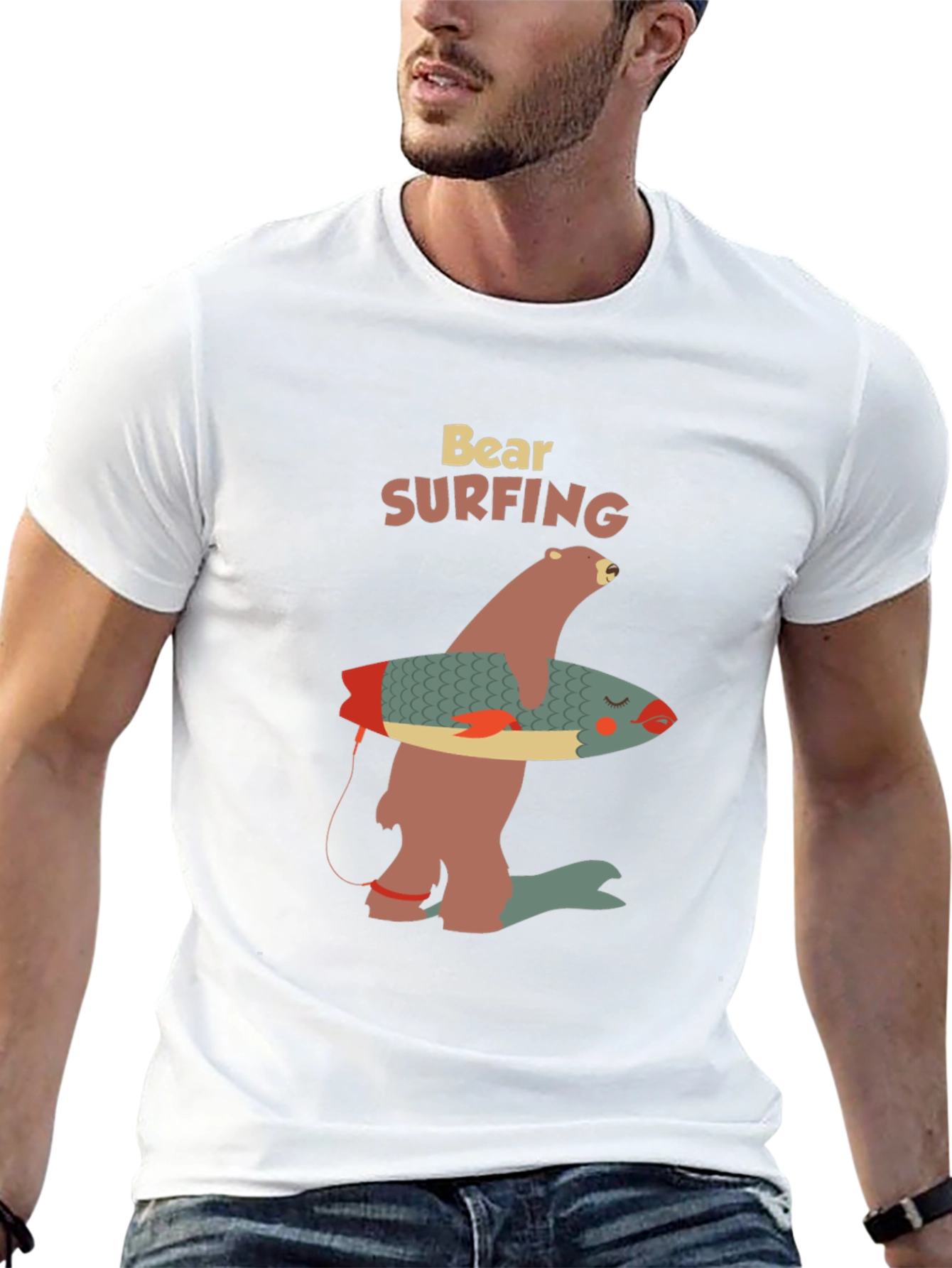 Black Bear Surfing Graphic Tee - Cool Casual Wear view 13