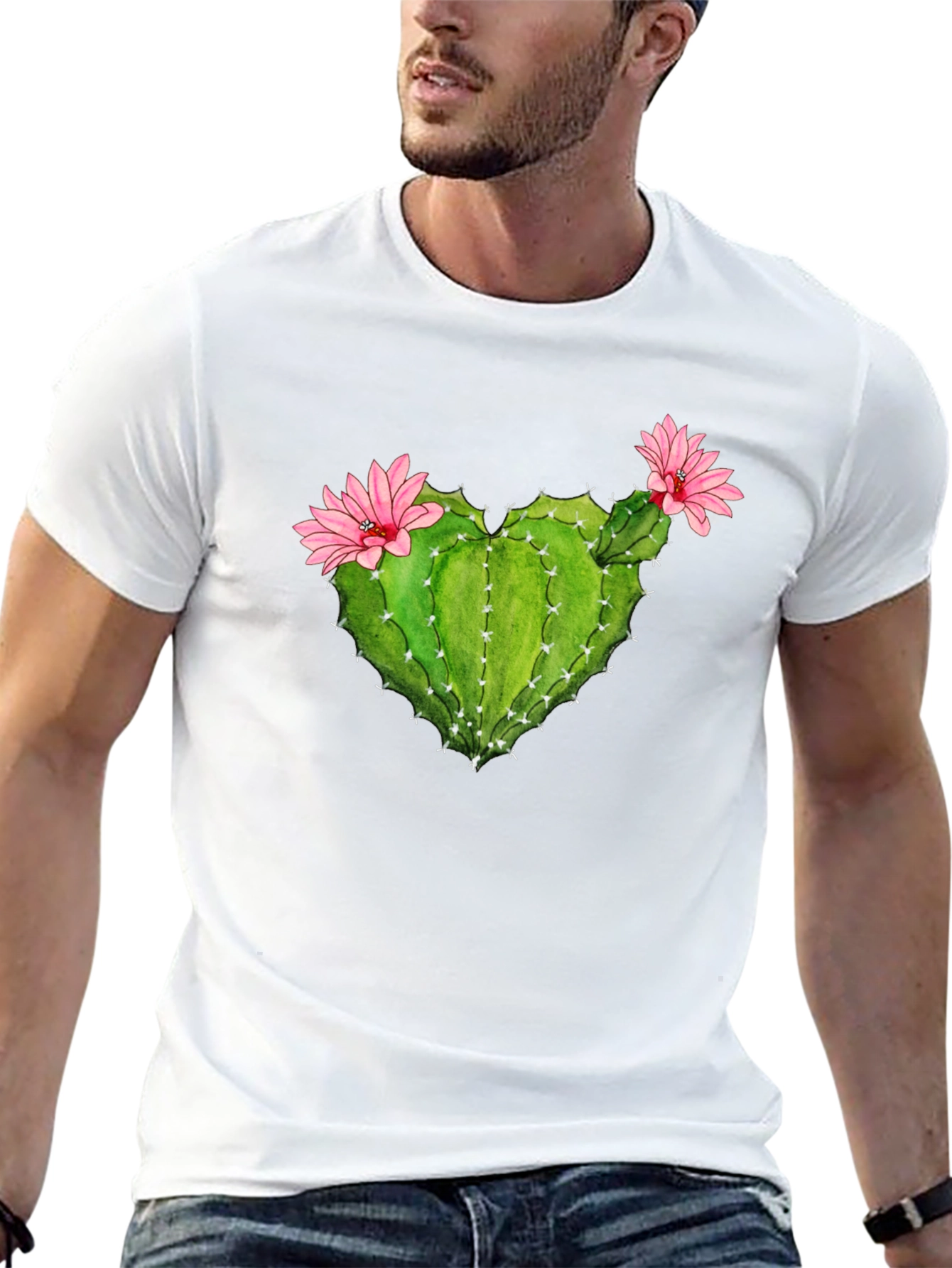 Black Cactus Heart Flower Graphic T-Shirt view 13