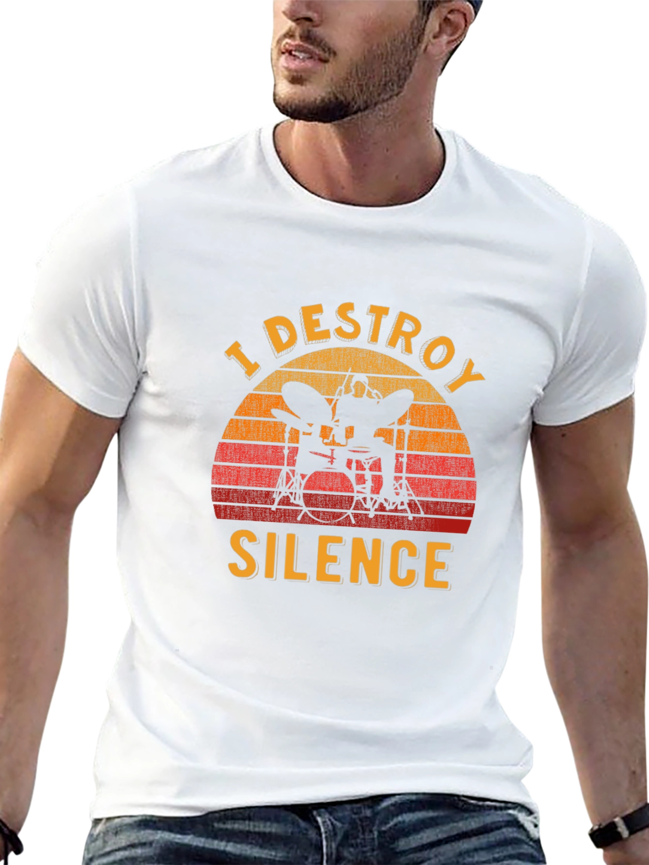 Black I Destroy Silence Drummer T-Shirt view 13