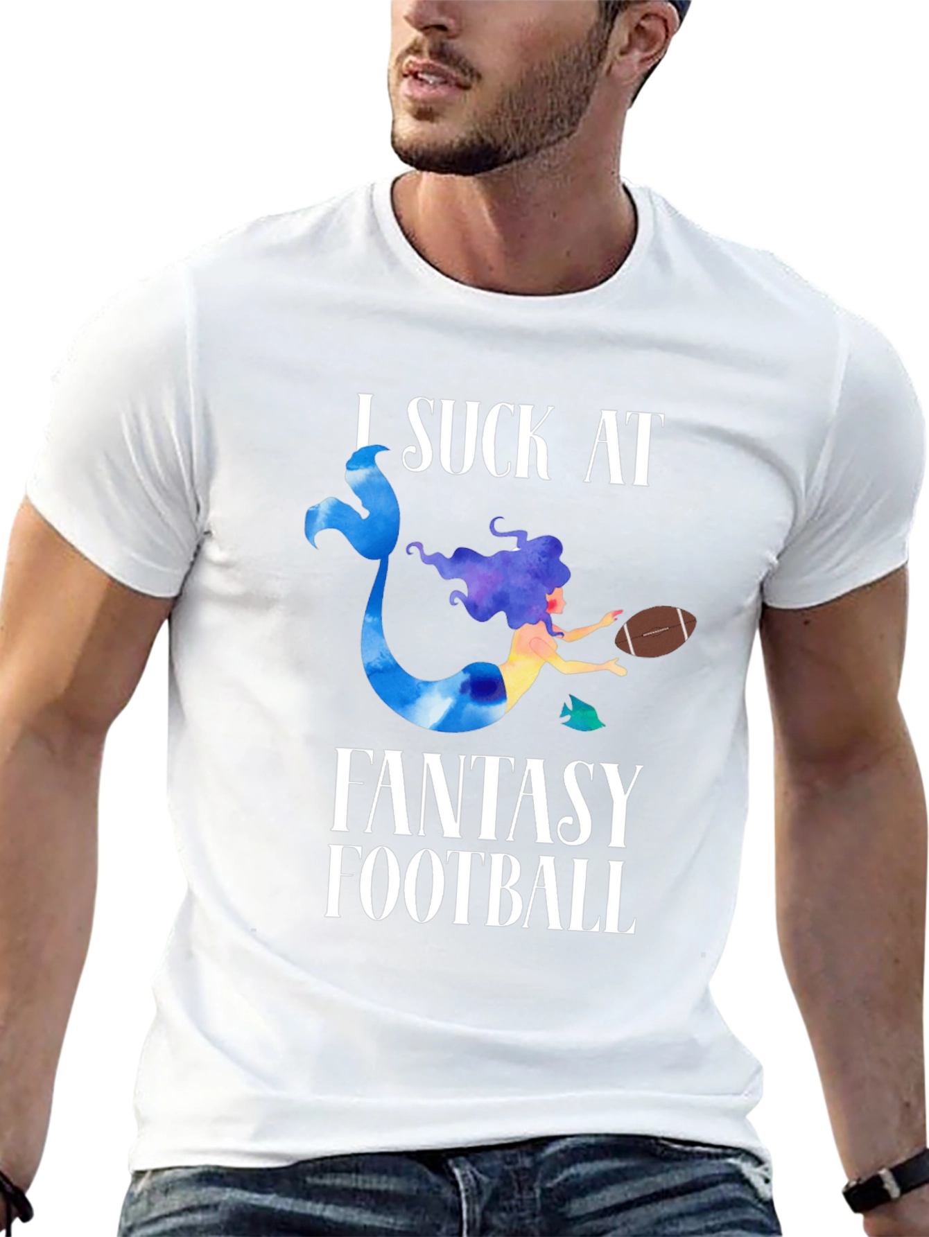 Black Fantasy Football Mermaid Graphic T-Shirt view 13