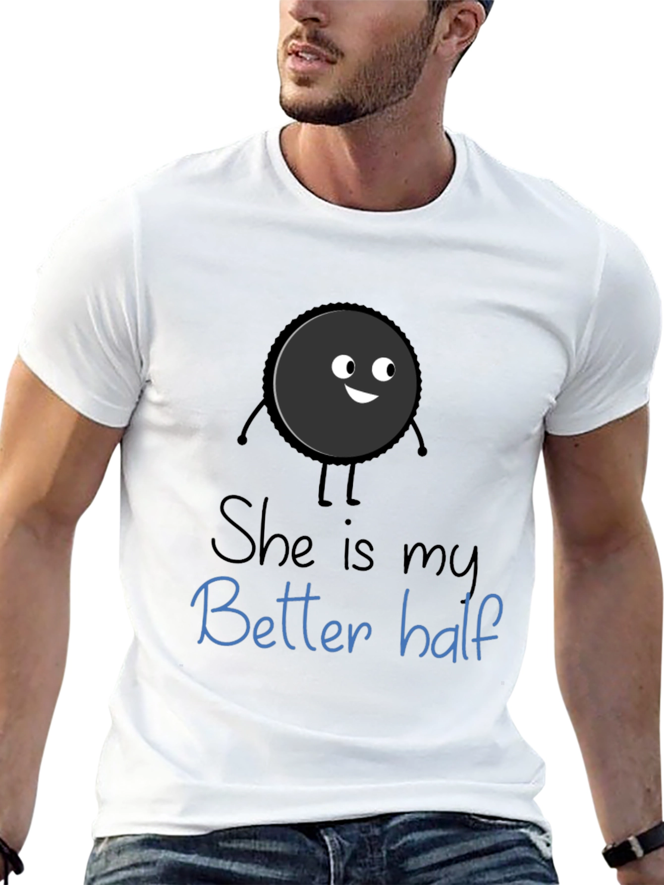 Black Funny Couples T-Shirt - She is my Better Half view 13