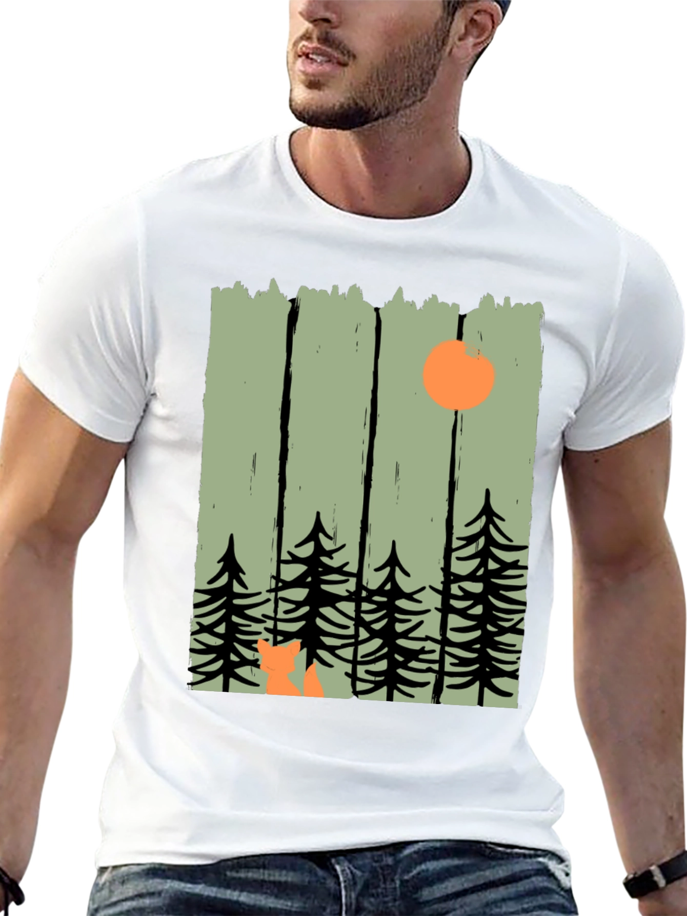 Black Nature Inspired Graphic Tee - Fox in the Forest view 13