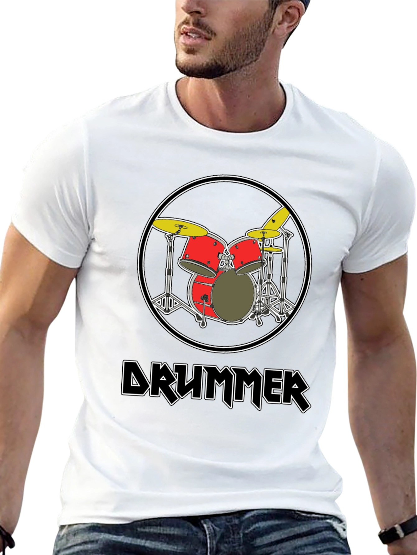 Black Drummer T-Shirt - Music Lover Tee view 13