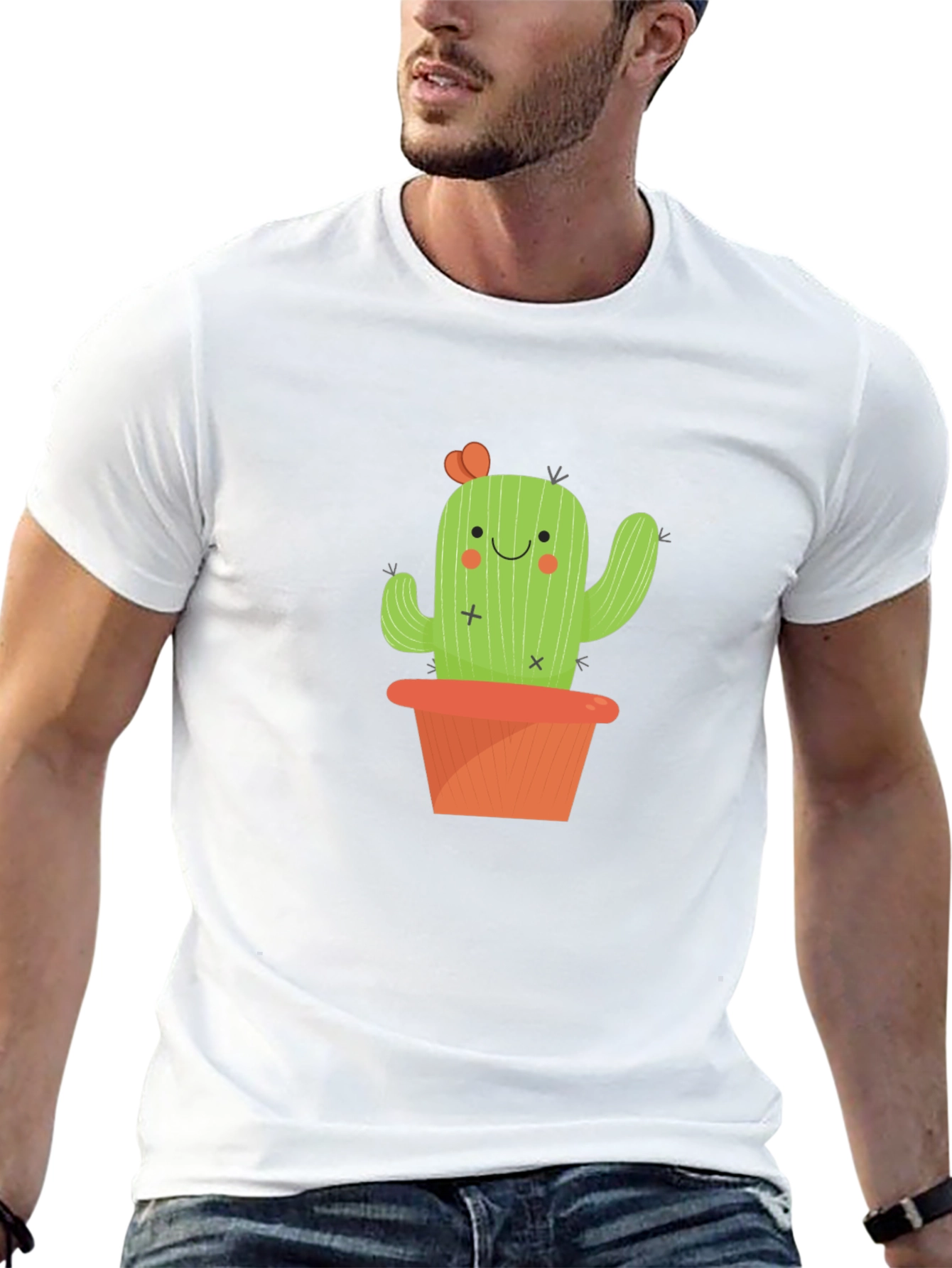 Black Cactus T-Shirt - Cute Potted Plant Design view 13