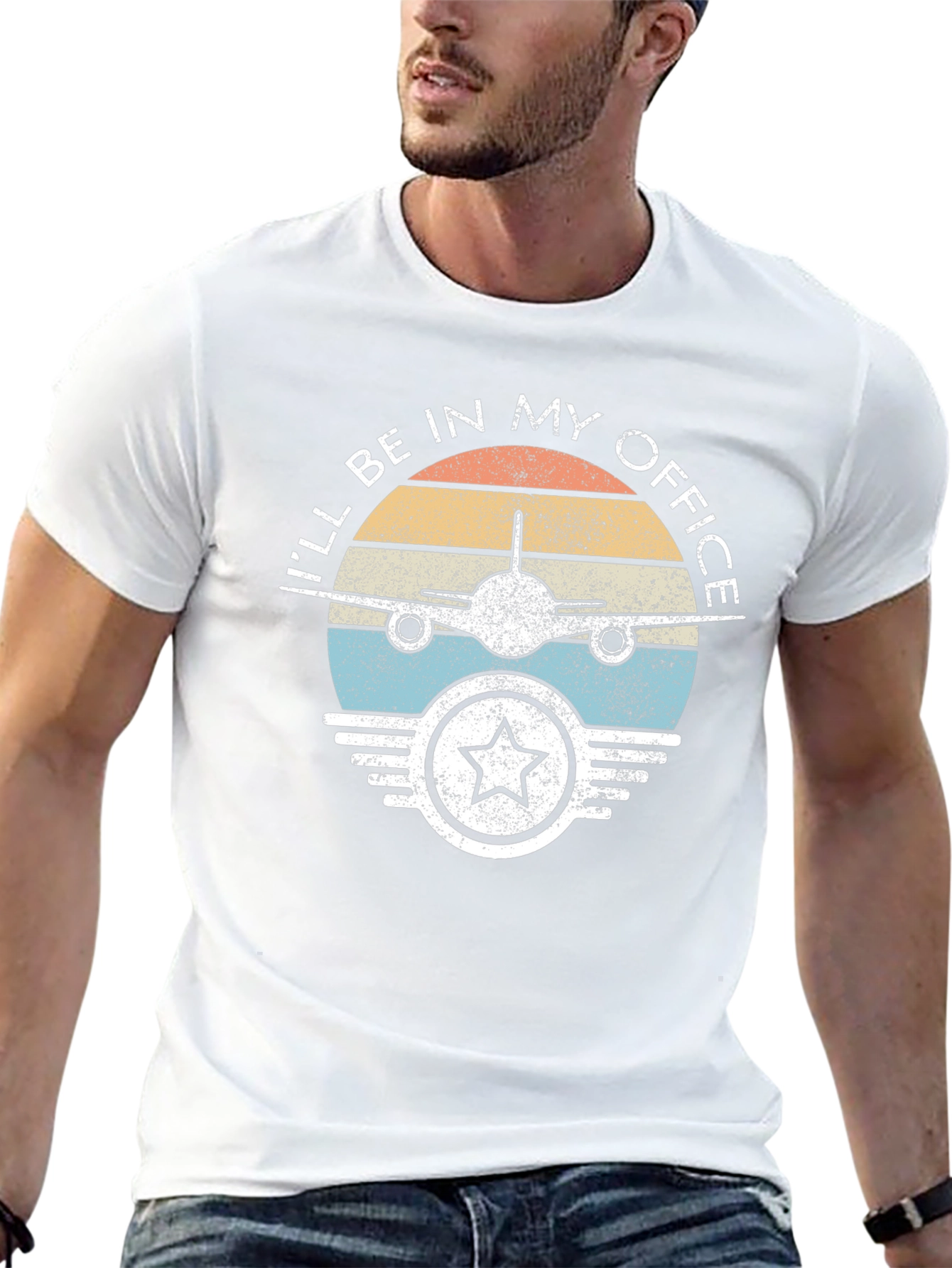 Black Pilot Office T-Shirt - Airplane Design view 13