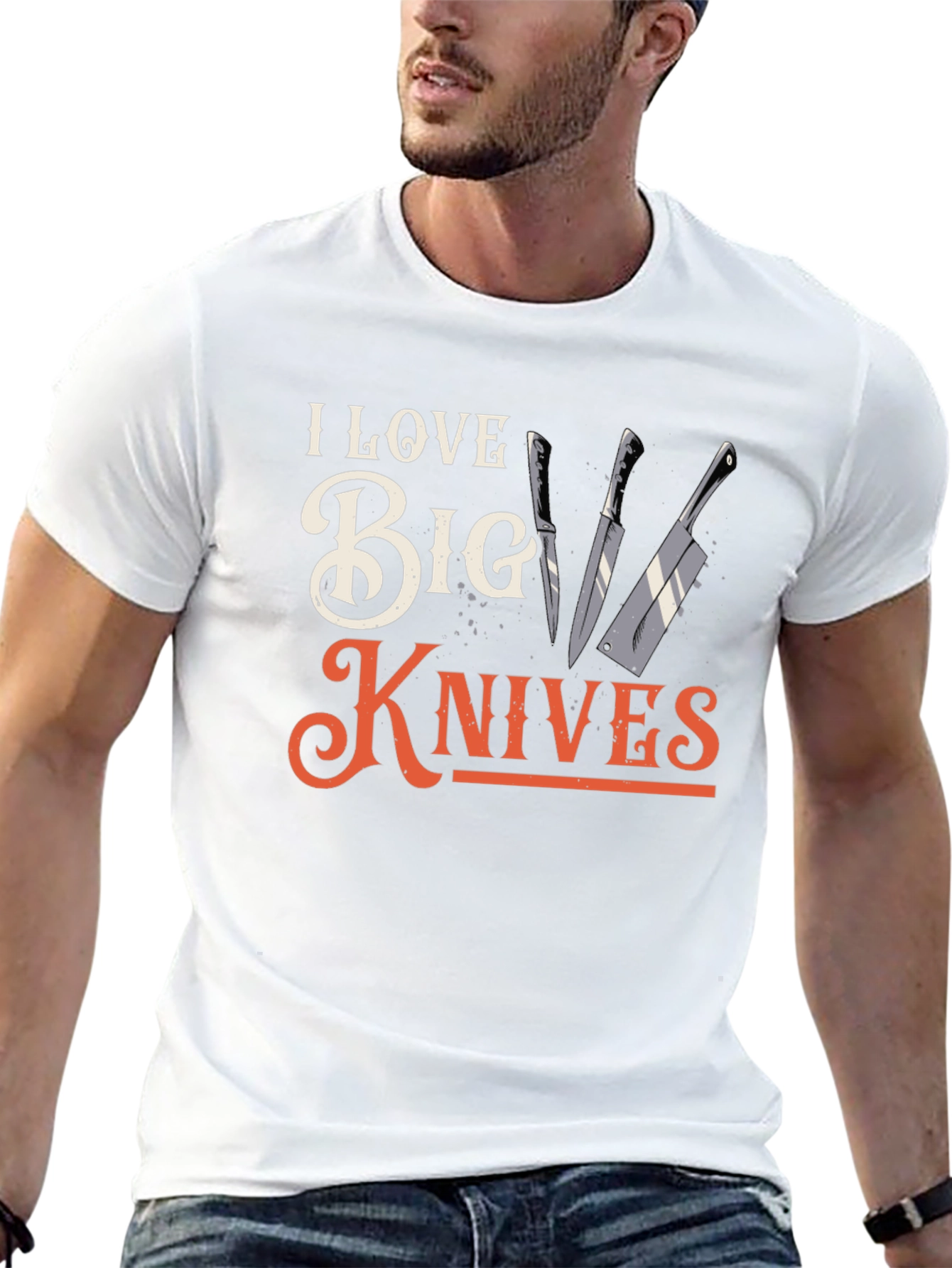 Black I Love Big Knives Graphic Tee - Chef T-Shirt view 13