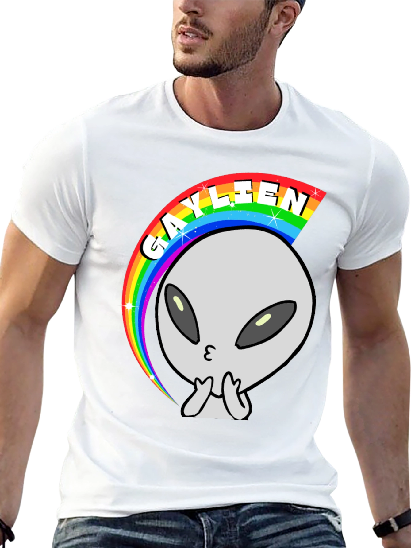 Black Gaylien Rainbow T-Shirt - Black view 13