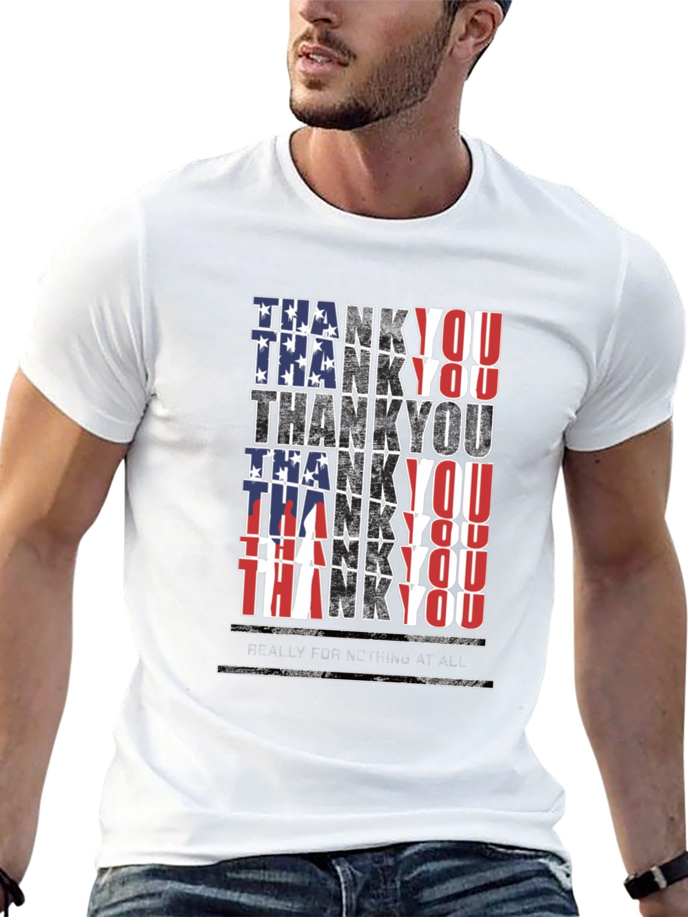 Black Patriotic Thank You T-Shirt - Men's Black Tee view 13