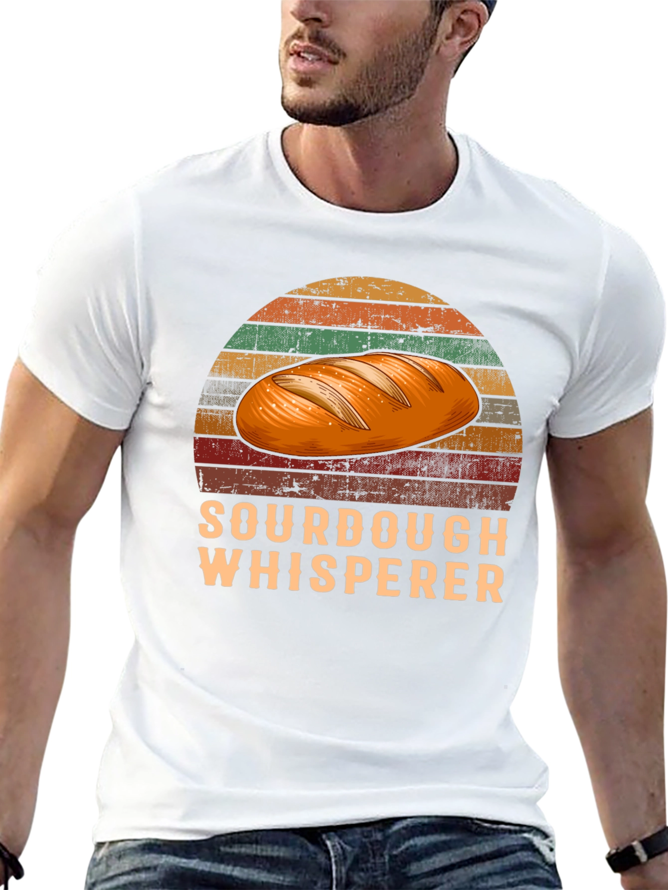Black Sourdough Whisperer Retro Graphic T-Shirt view 13