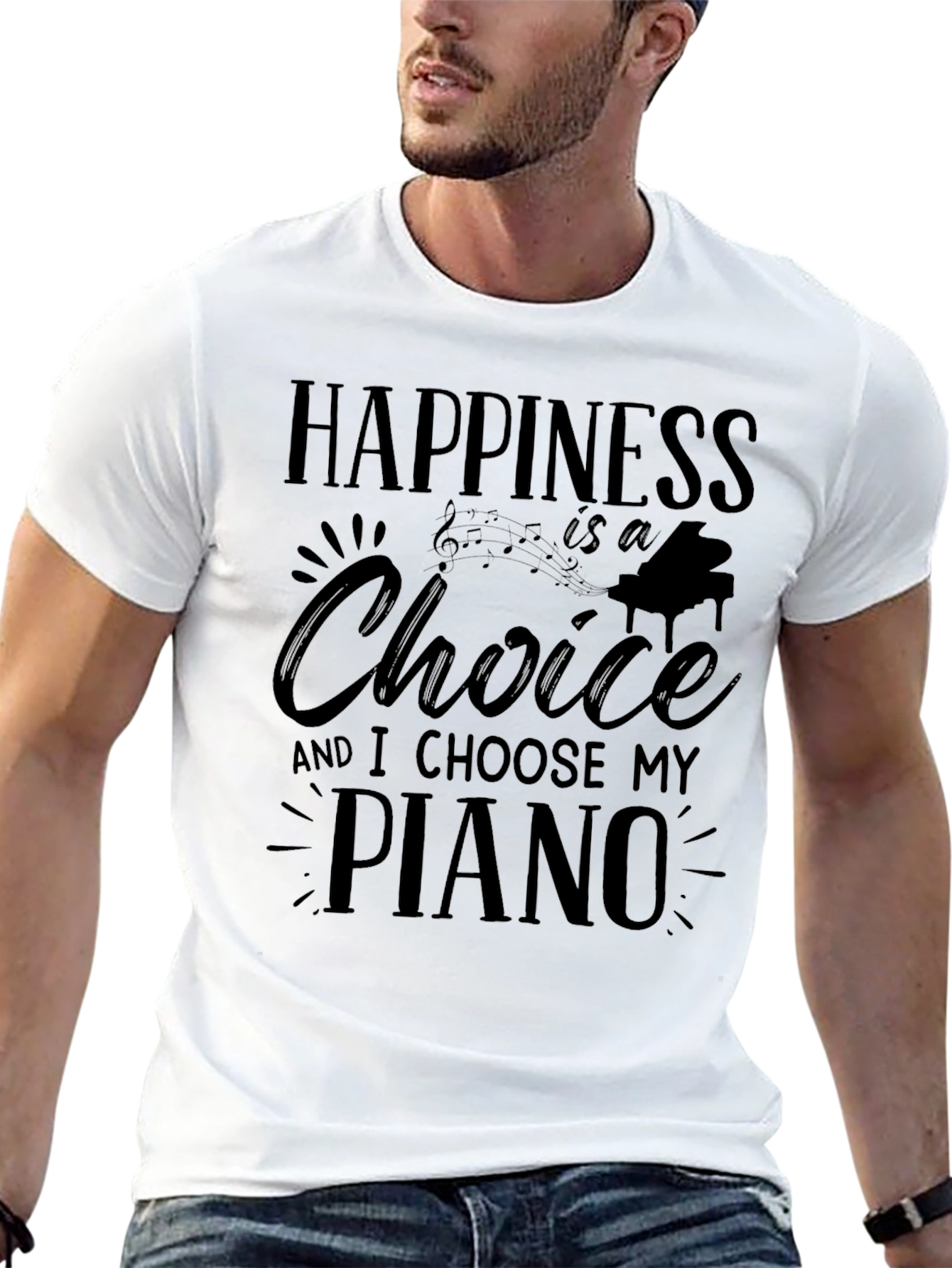Black Happiness is a Choice Piano T-Shirt view 13