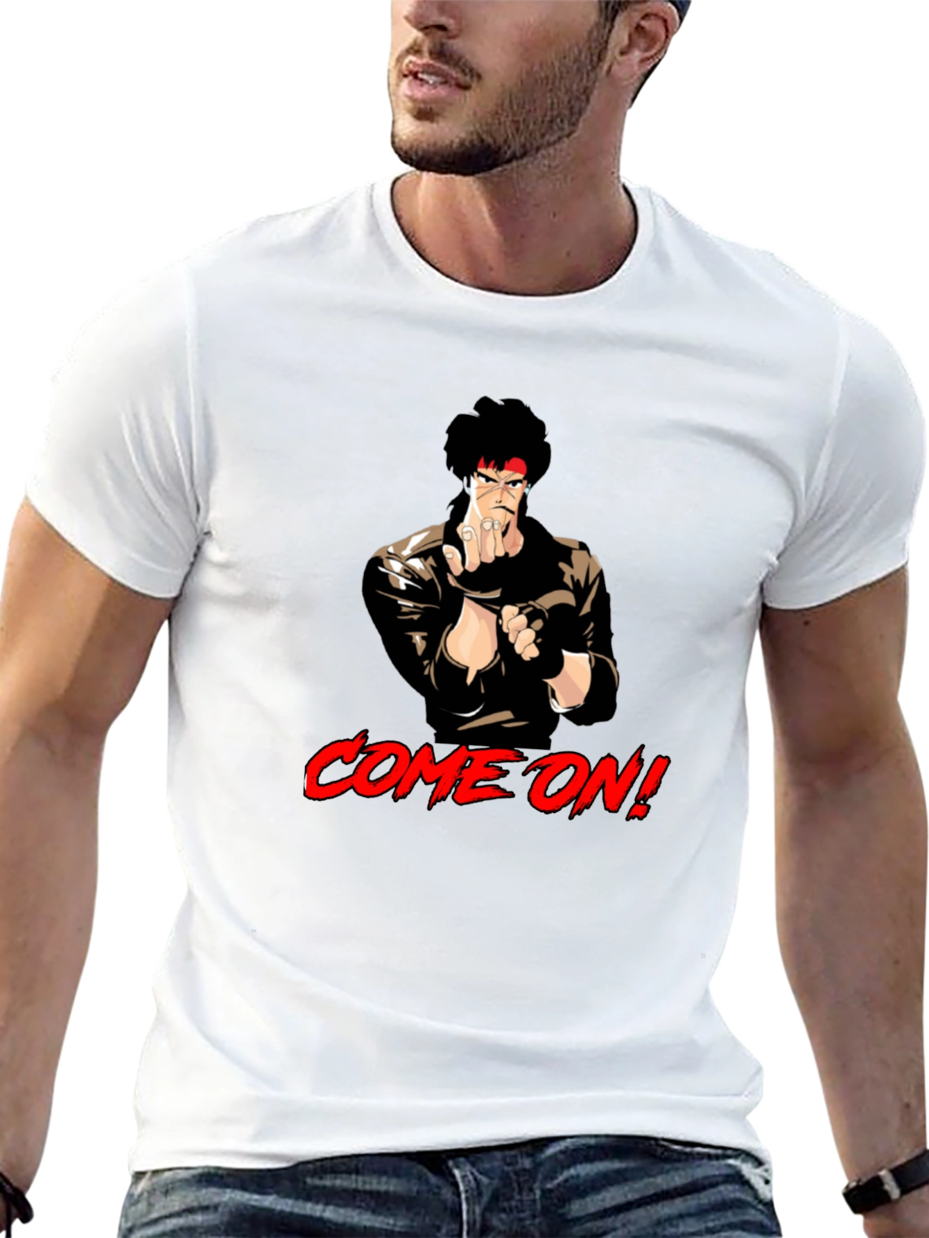 Black Retro Anime Fighter T-Shirt - Come On! view 13