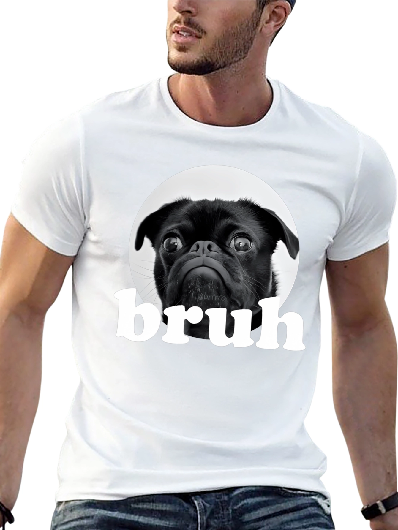 Black Black Pug "Bruh" Graphic T-Shirt view 13