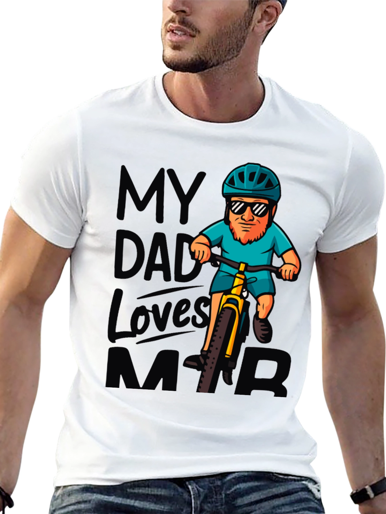 Black My Dad Loves MTB T-Shirt view 13